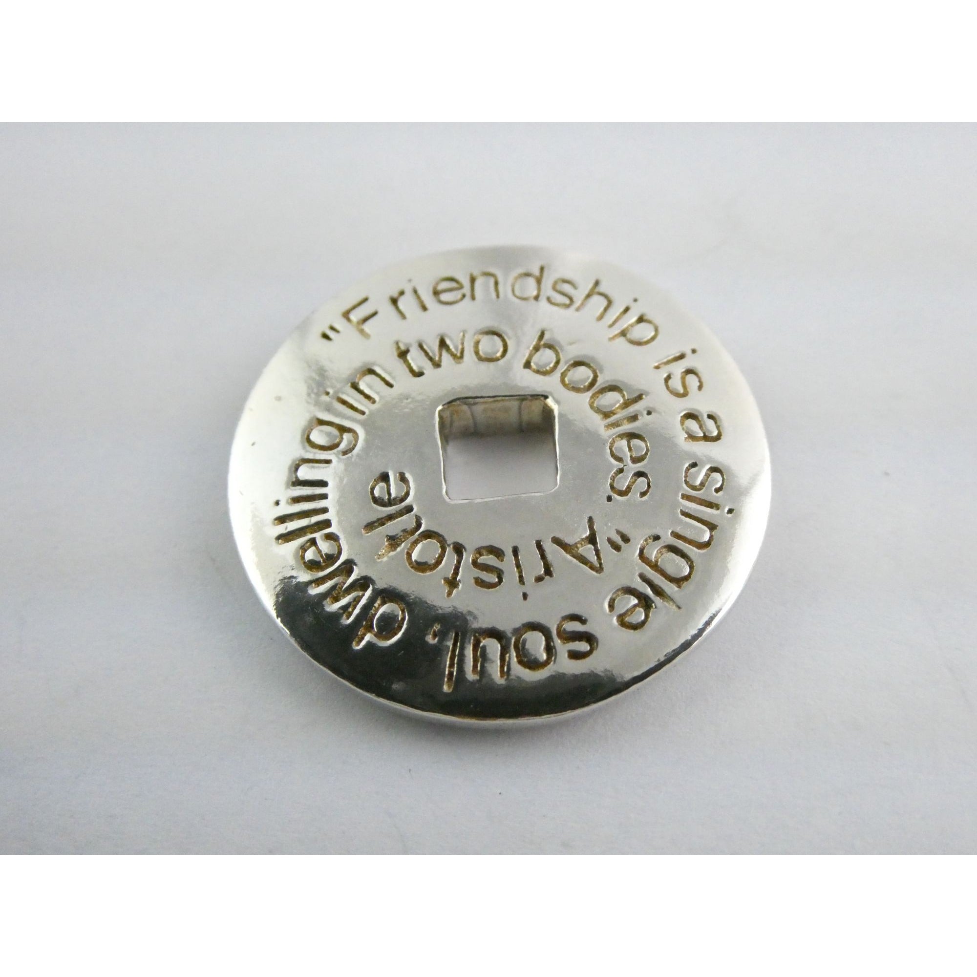 Sterling Silver Friendship is a Single Soul Dwelling in Two Bodies Pendant 11.9g