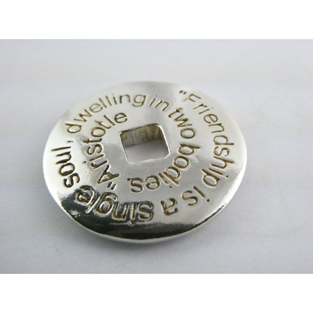Sterling Silver Friendship is a Single Soul Dwelling in Two Bodies Pendant 11.9g