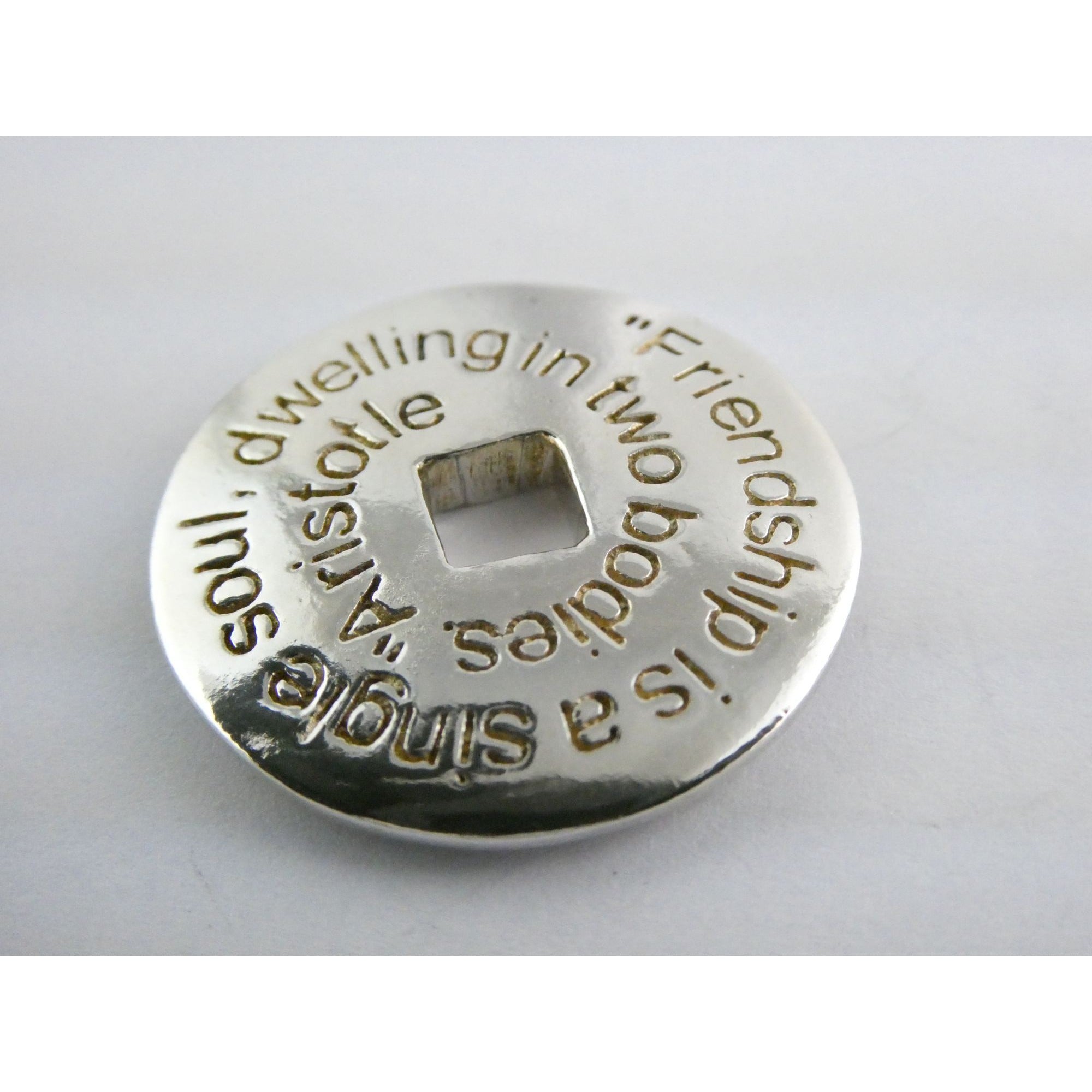 Sterling Silver Friendship is a Single Soul Dwelling in Two Bodies Pendant 11.9g