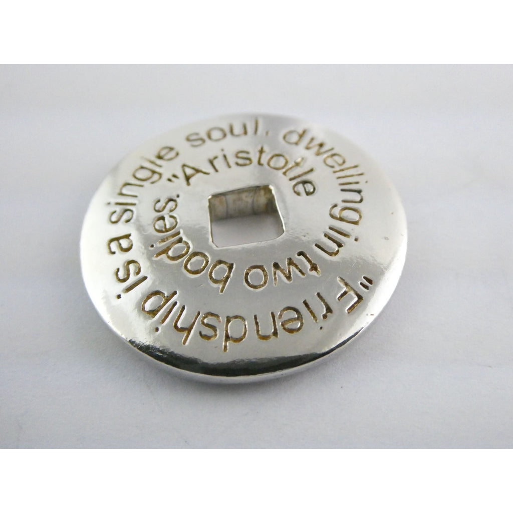 Sterling Silver Friendship is a Single Soul Dwelling in Two Bodies Pendant 11.9g