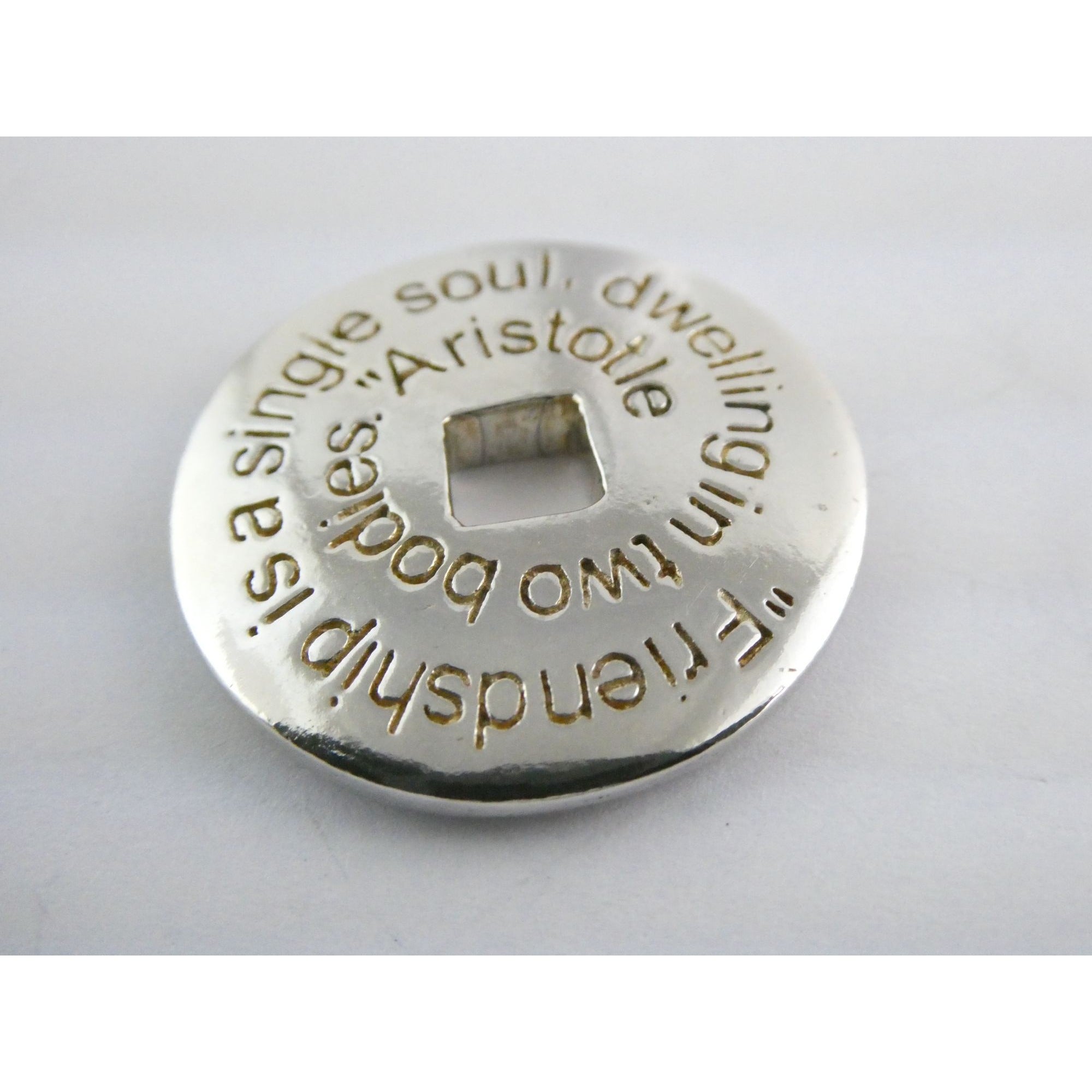 Sterling Silver Friendship is a Single Soul Dwelling in Two Bodies Pendant 11.9g
