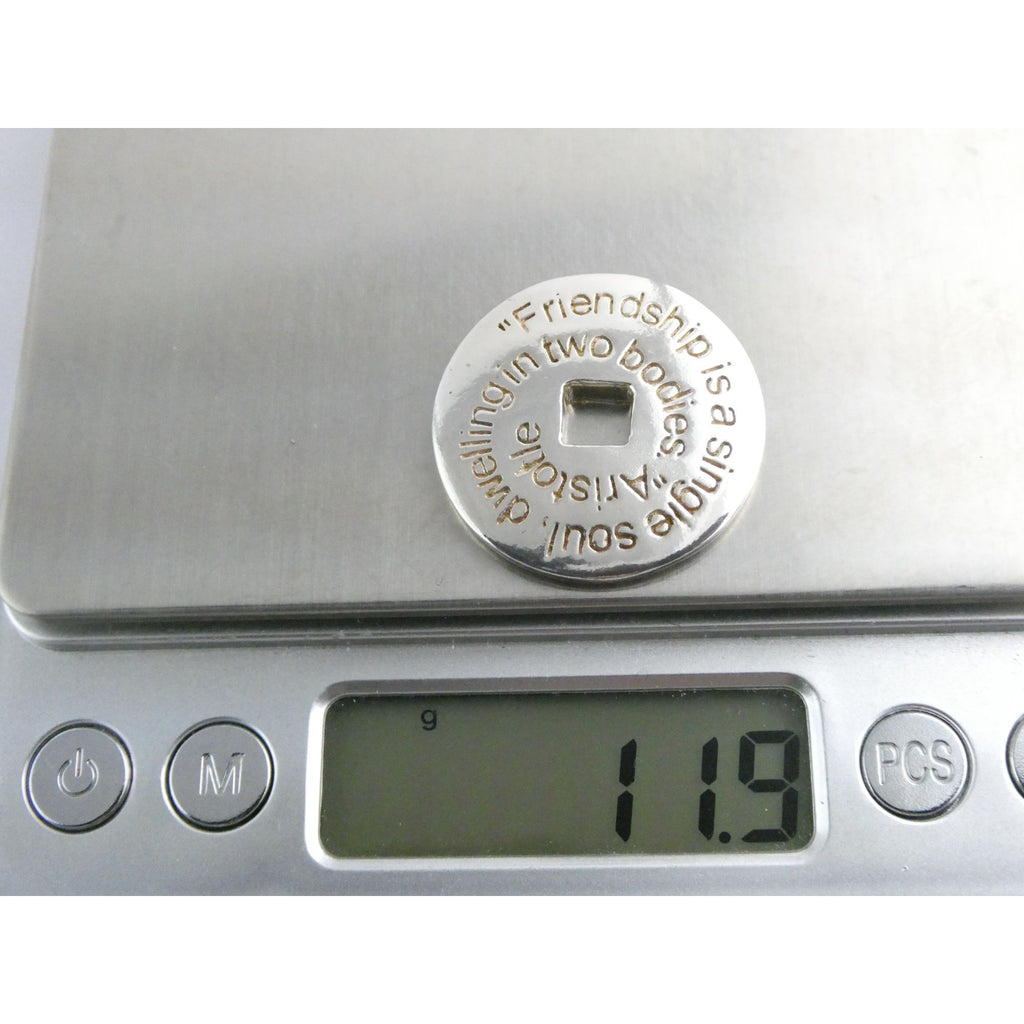Sterling Silver Friendship is a Single Soul Dwelling in Two Bodies Pendant 11.9g