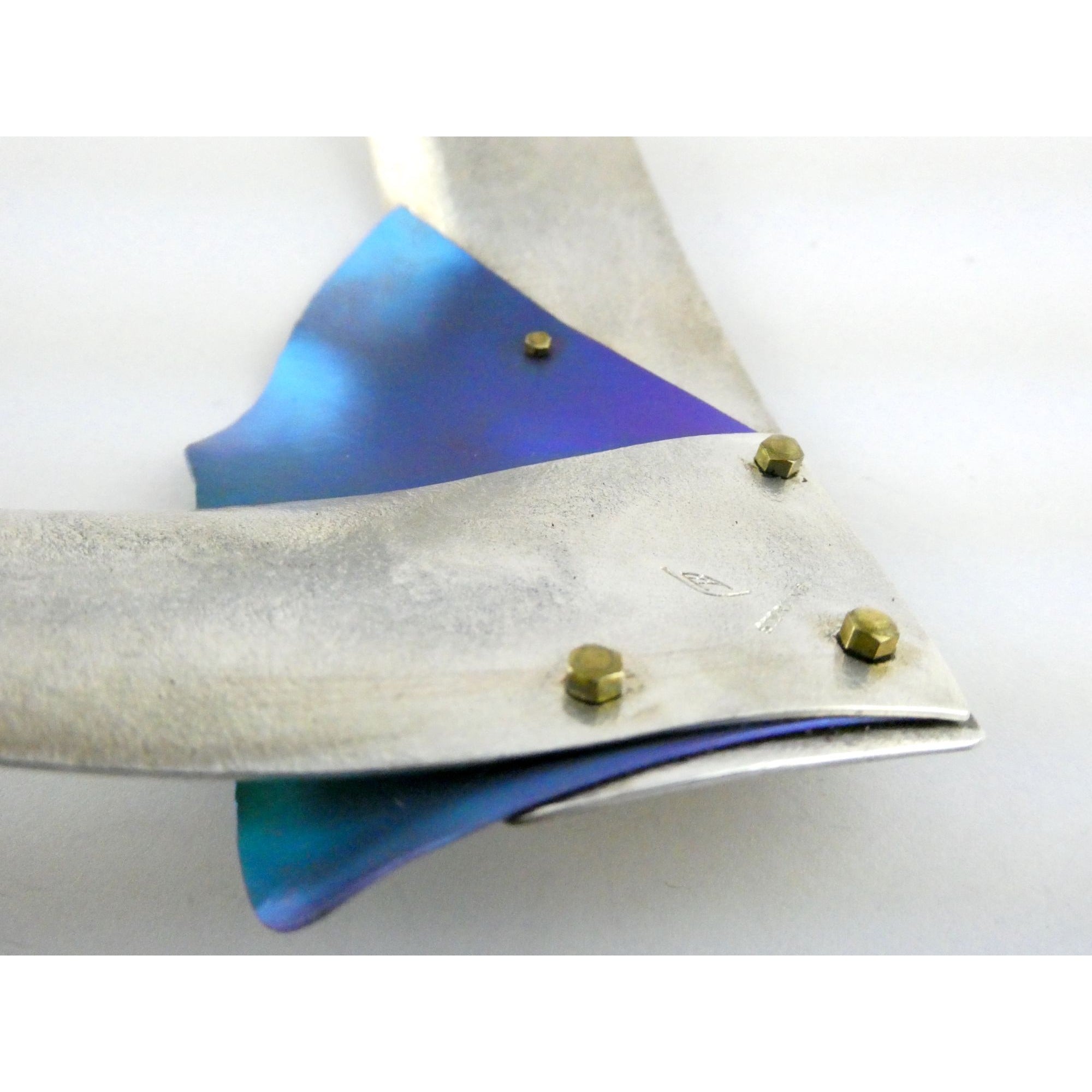 Vintage Abstract Niobium Sterling Silver Gold Fill Freeform Choker Necklace 18In