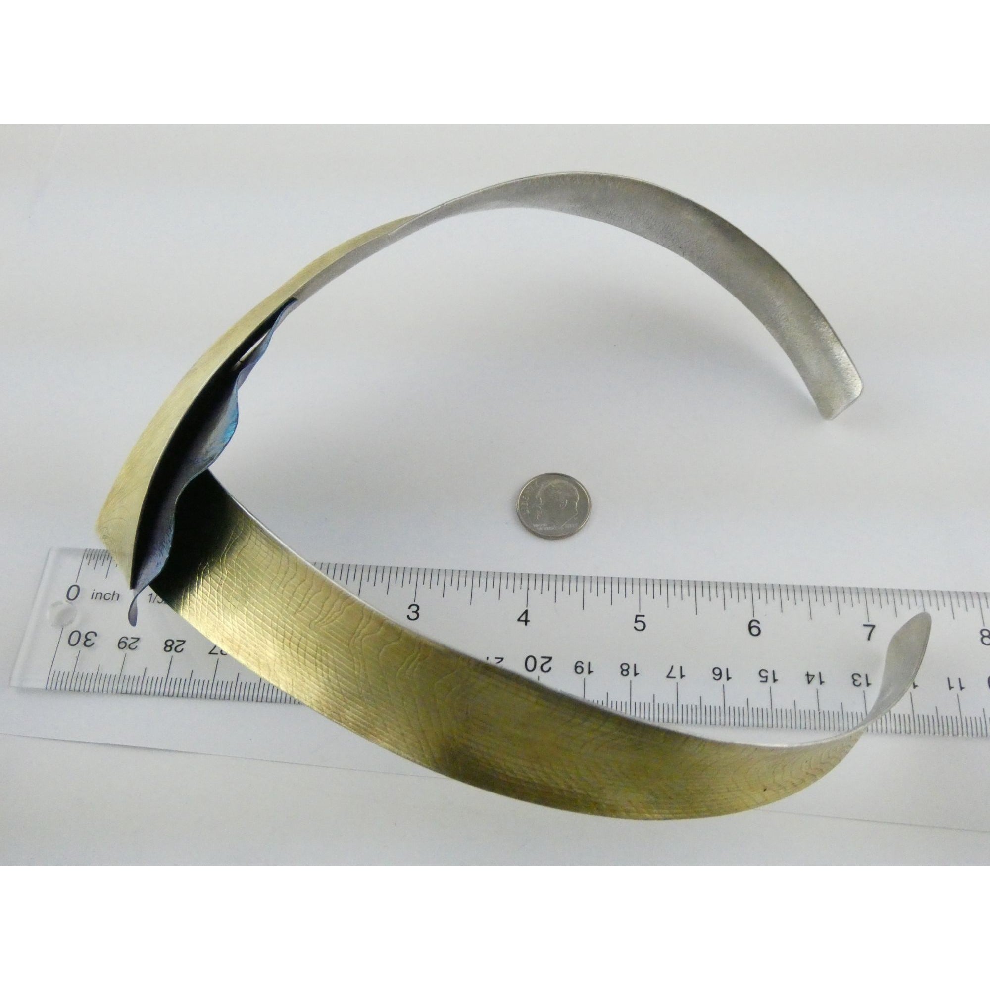 Vintage Abstract Niobium Sterling Silver Gold Fill Freeform Choker Necklace 18In