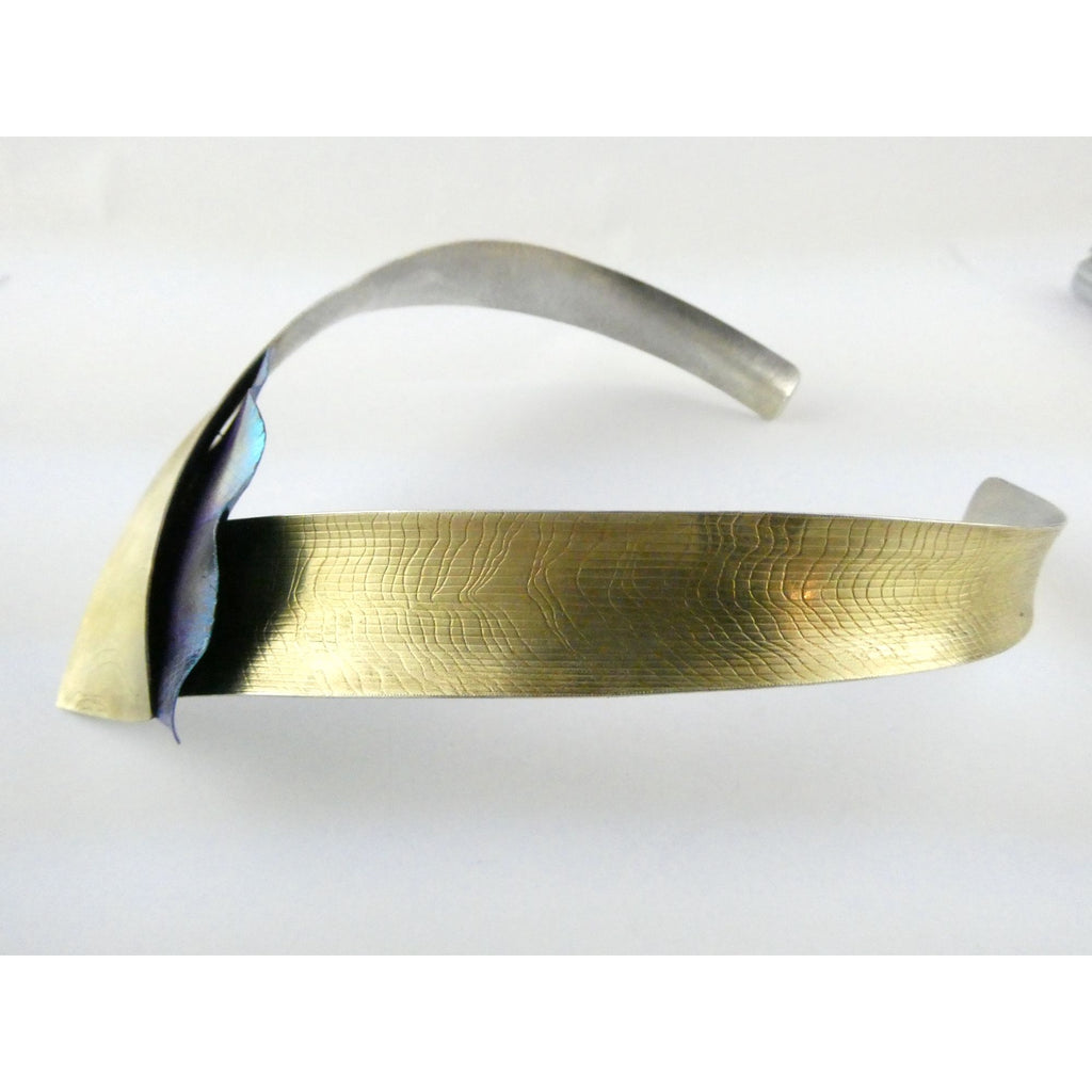 Vintage Abstract Niobium Sterling Silver Gold Fill Freeform Choker Necklace 18In