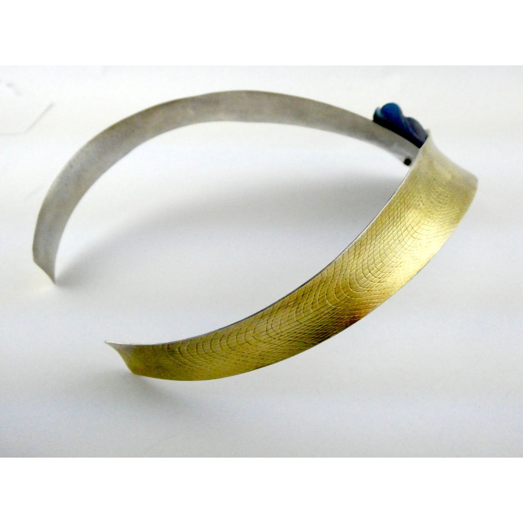 Vintage Abstract Niobium Sterling Silver Gold Fill Freeform Choker Necklace 18In