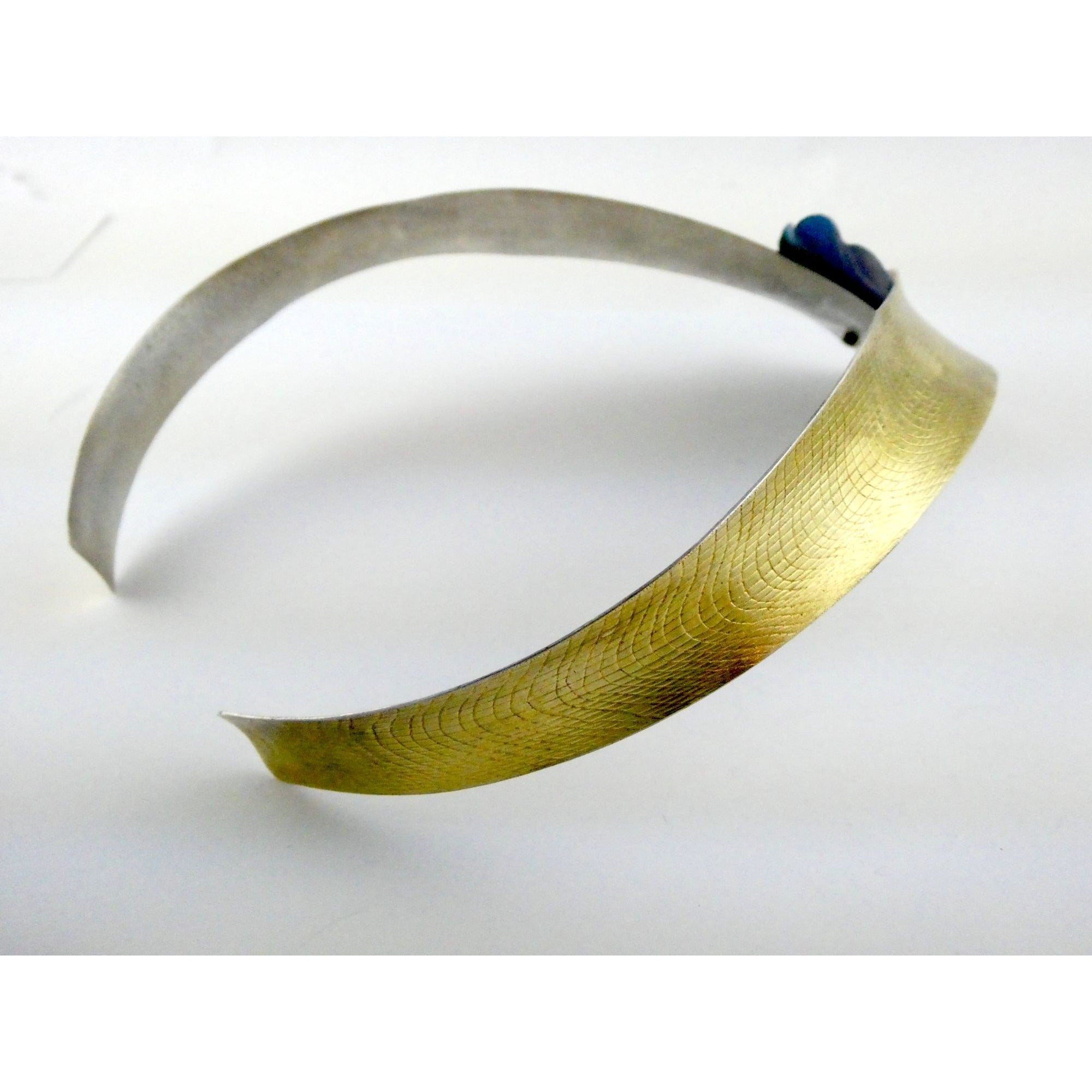Vintage Abstract Niobium Sterling Silver Gold Fill Freeform Choker Necklace 18In