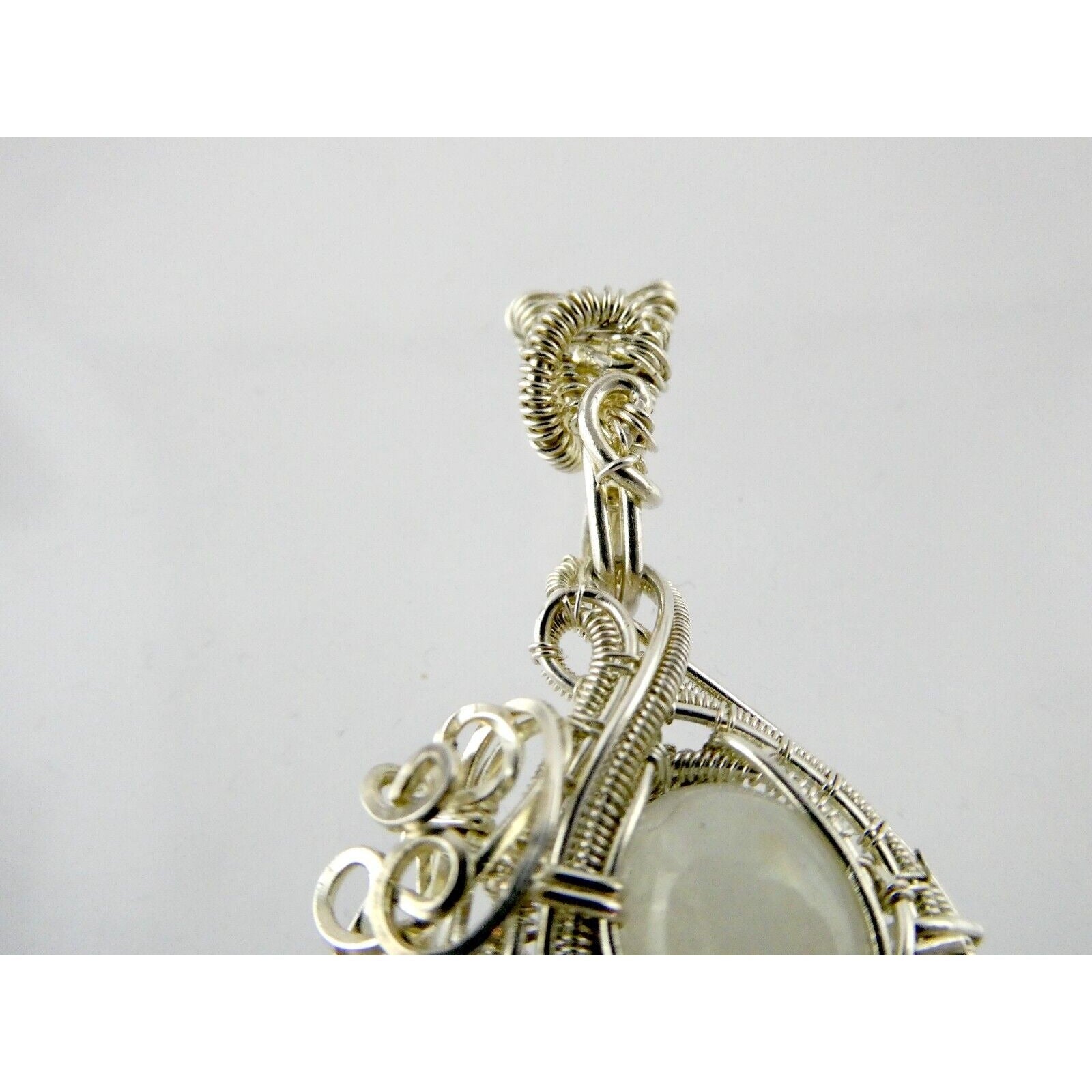Artisan Fine Silver Wire Wrapped Topaz Ruby Sapphire and Moonstone Pendant 999