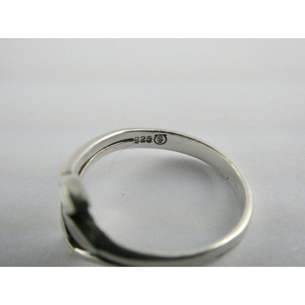 Sterling Silver MOP Shell Inlay Leaf Design Band Ring Size 6.5 Weighs 1.9g