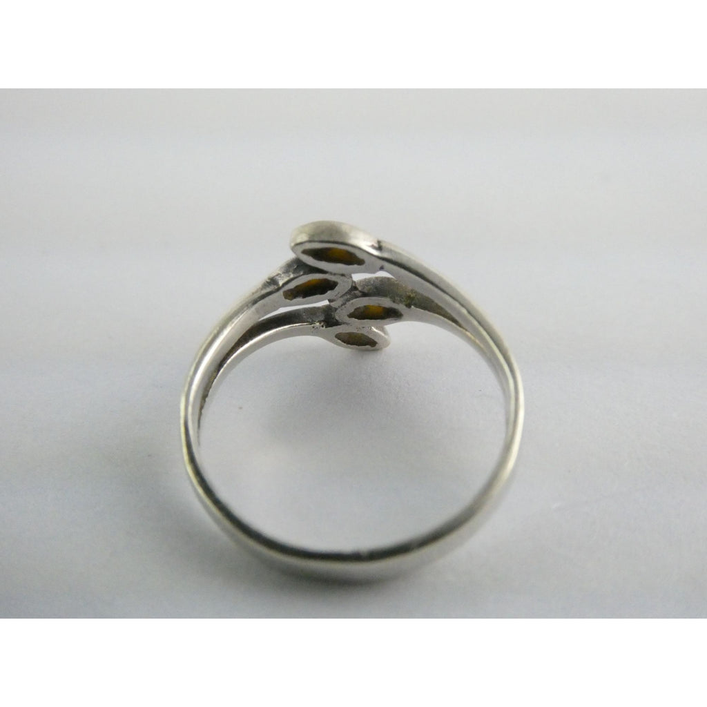 Sterling Silver MOP Shell Inlay Leaf Design Band Ring Size 6.5 Weighs 1.9g