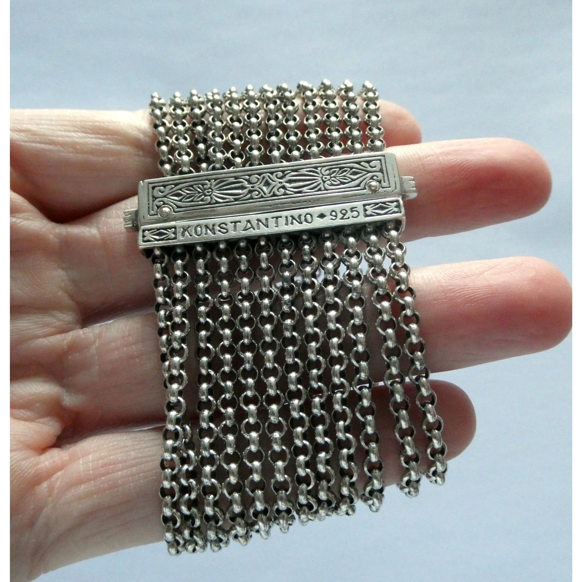 Konstantino Sterling Silver 12 Chain Heavy Bracelet 6 Inch Length Fit 67g Weight