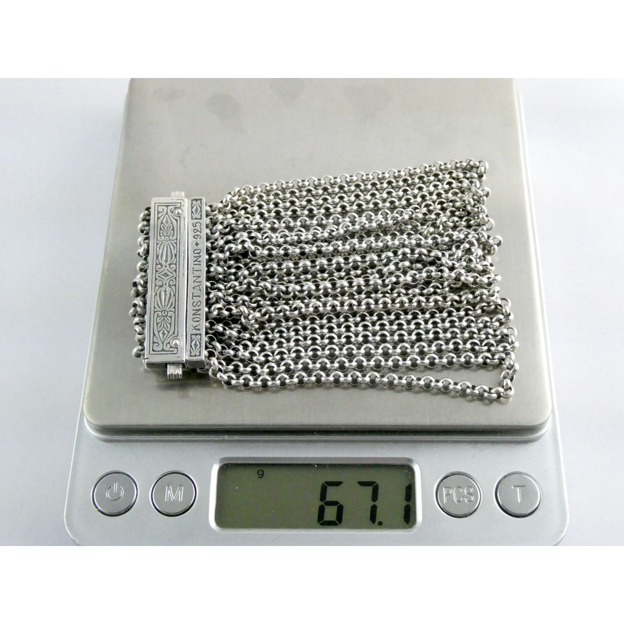 Konstantino Sterling Silver 12 Chain Heavy Bracelet 6 Inch Length Fit 67g Weight