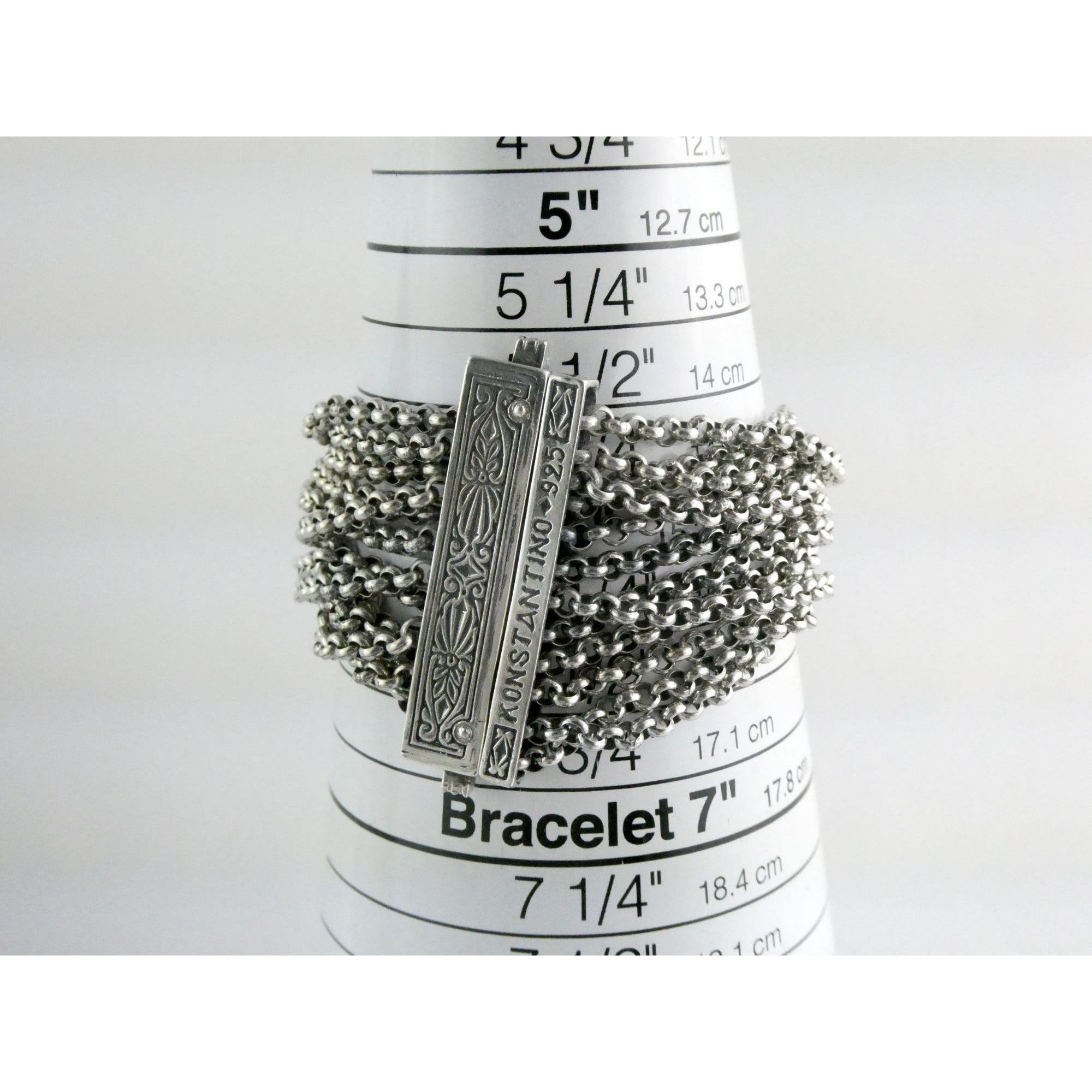 Konstantino Sterling Silver 12 Chain Heavy Bracelet 6 Inch Length Fit 67g Weight
