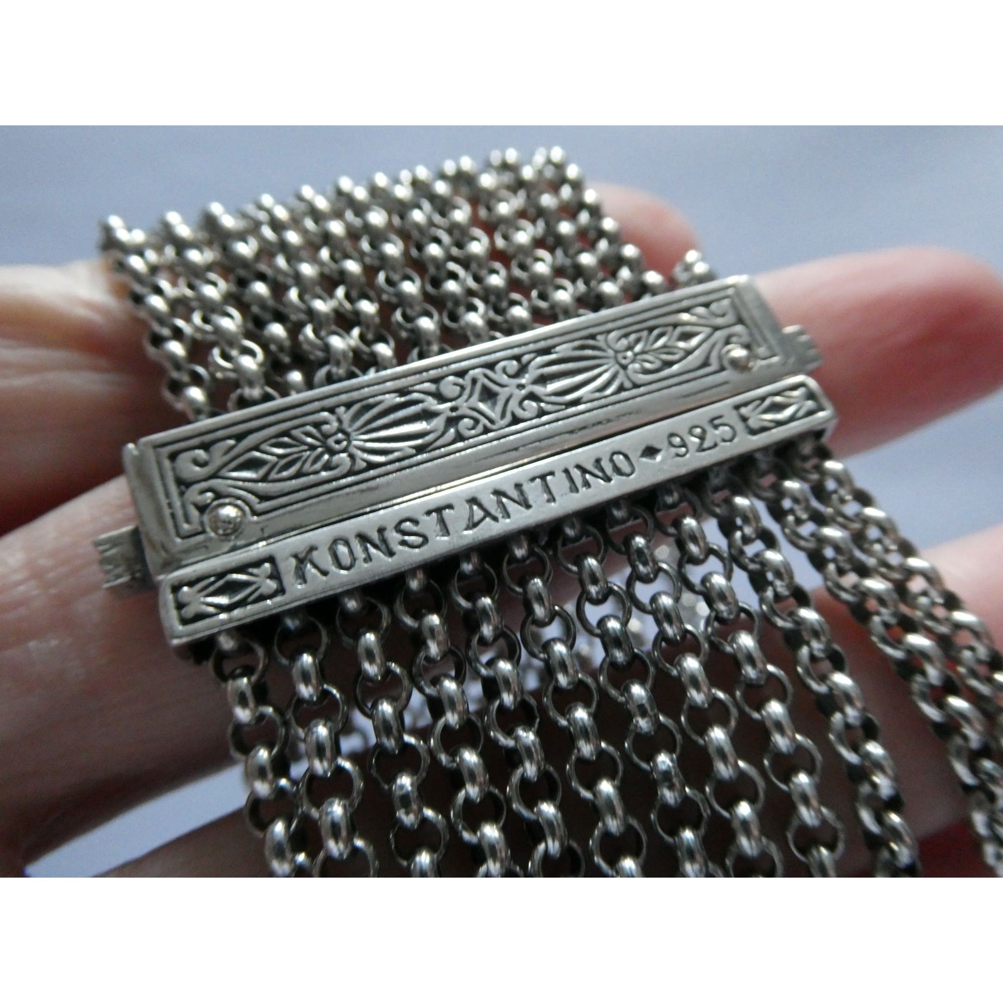 Konstantino Sterling Silver 12 Chain Heavy Bracelet 6 Inch Length Fit 67g Weight