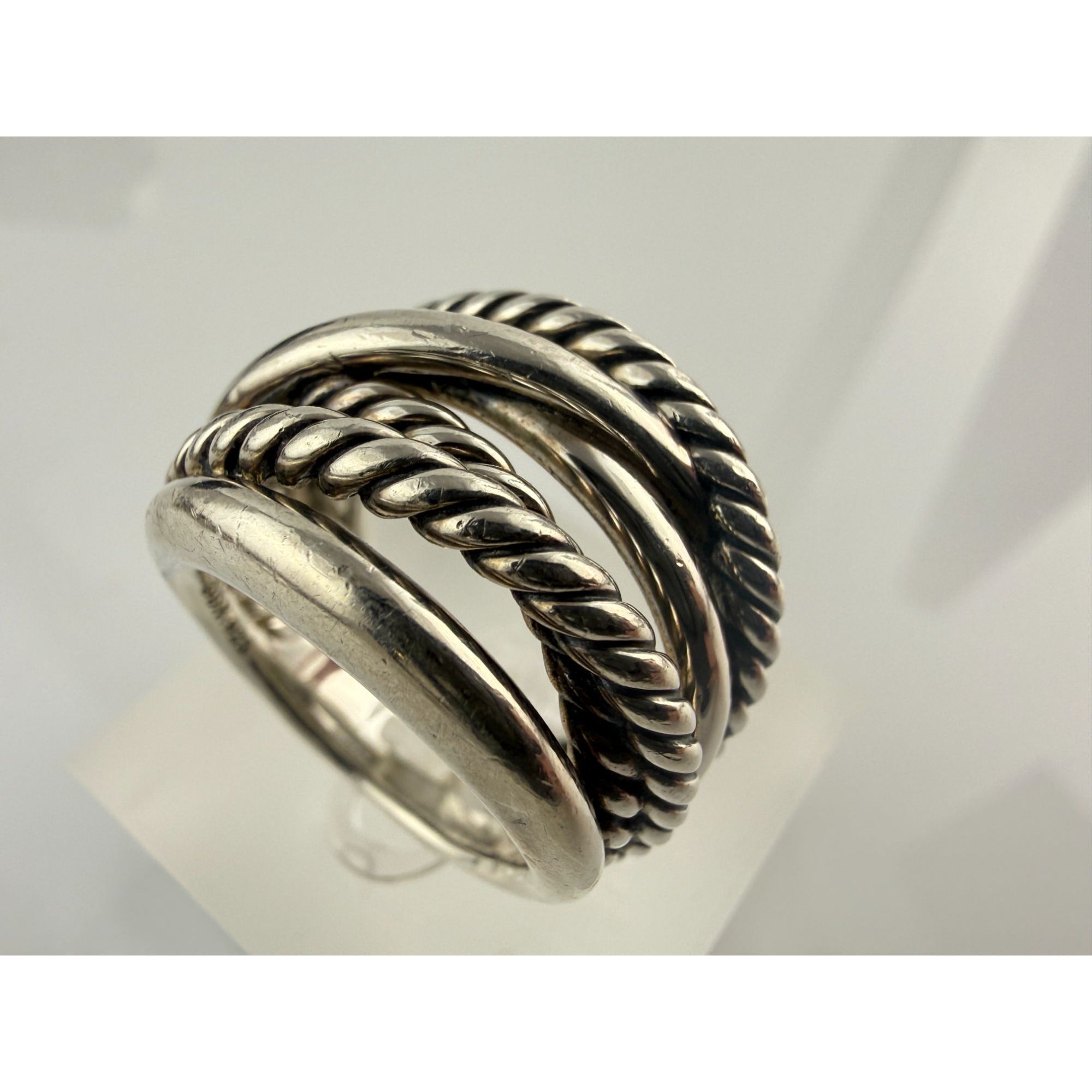 DY David Yurman Sterling Silver Cable Crossover Ring Size 6.75 Weighs 18.5g 925
