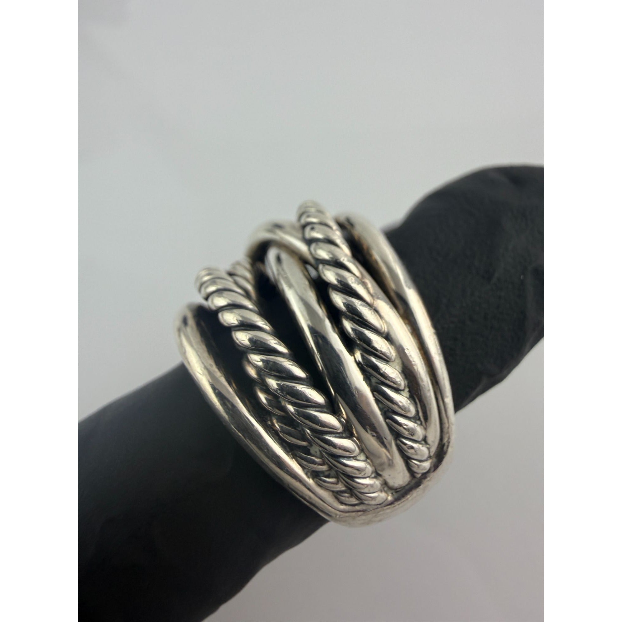 DY David Yurman Sterling Silver Cable Crossover Ring Size 6.75 Weighs 18.5g 925