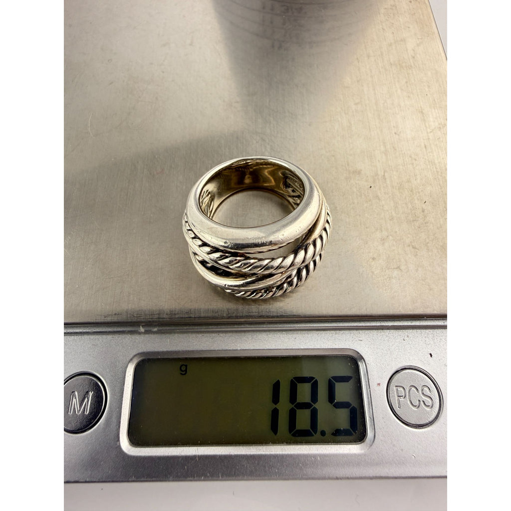 DY David Yurman Sterling Silver Cable Crossover Ring Size 6.75 Weighs 18.5g 925