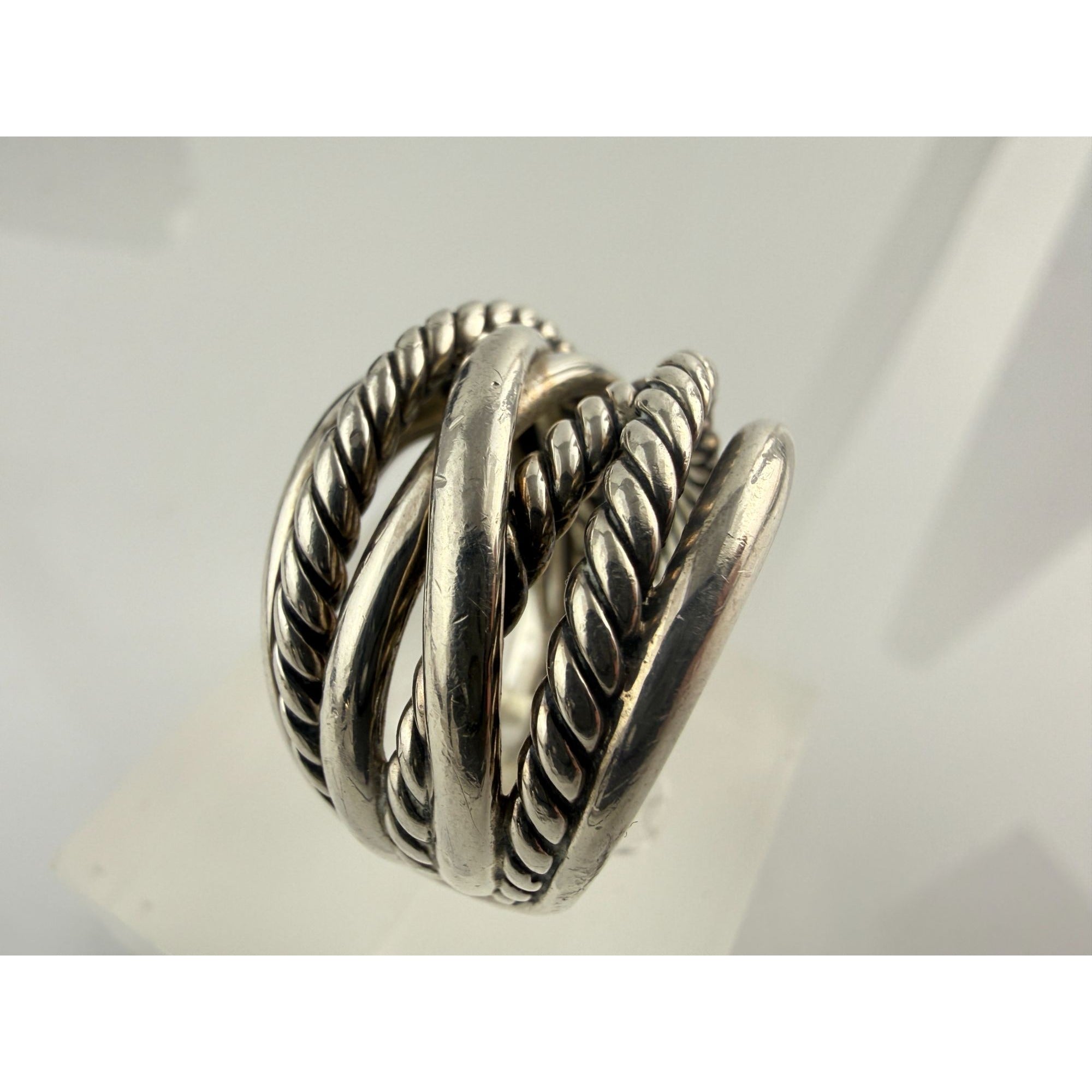 DY David Yurman Sterling Silver Cable Crossover Ring Size 6.75 Weighs 18.5g 925