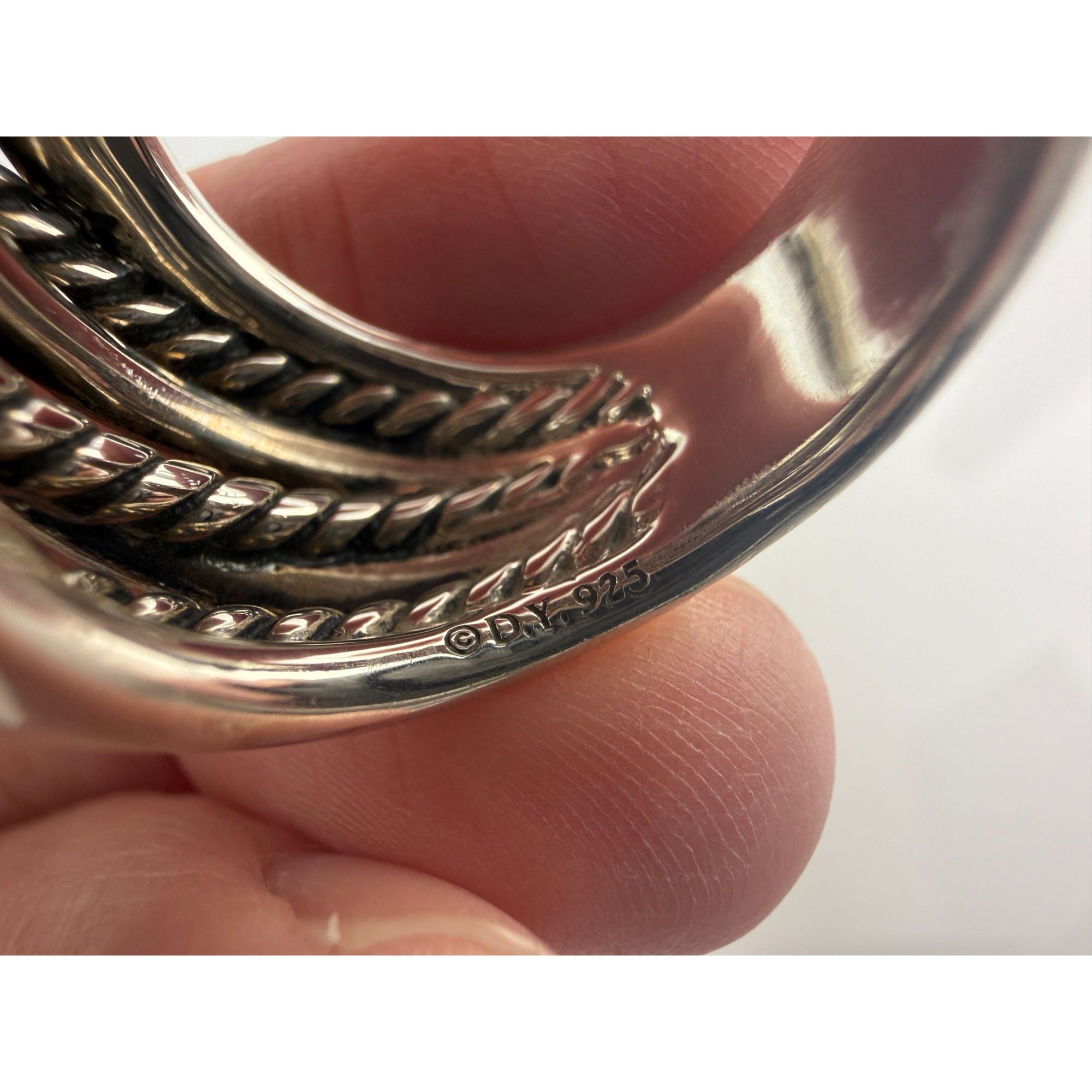 DY David Yurman Sterling Silver Cable Crossover Ring Size 6.75 Weighs 18.5g 925