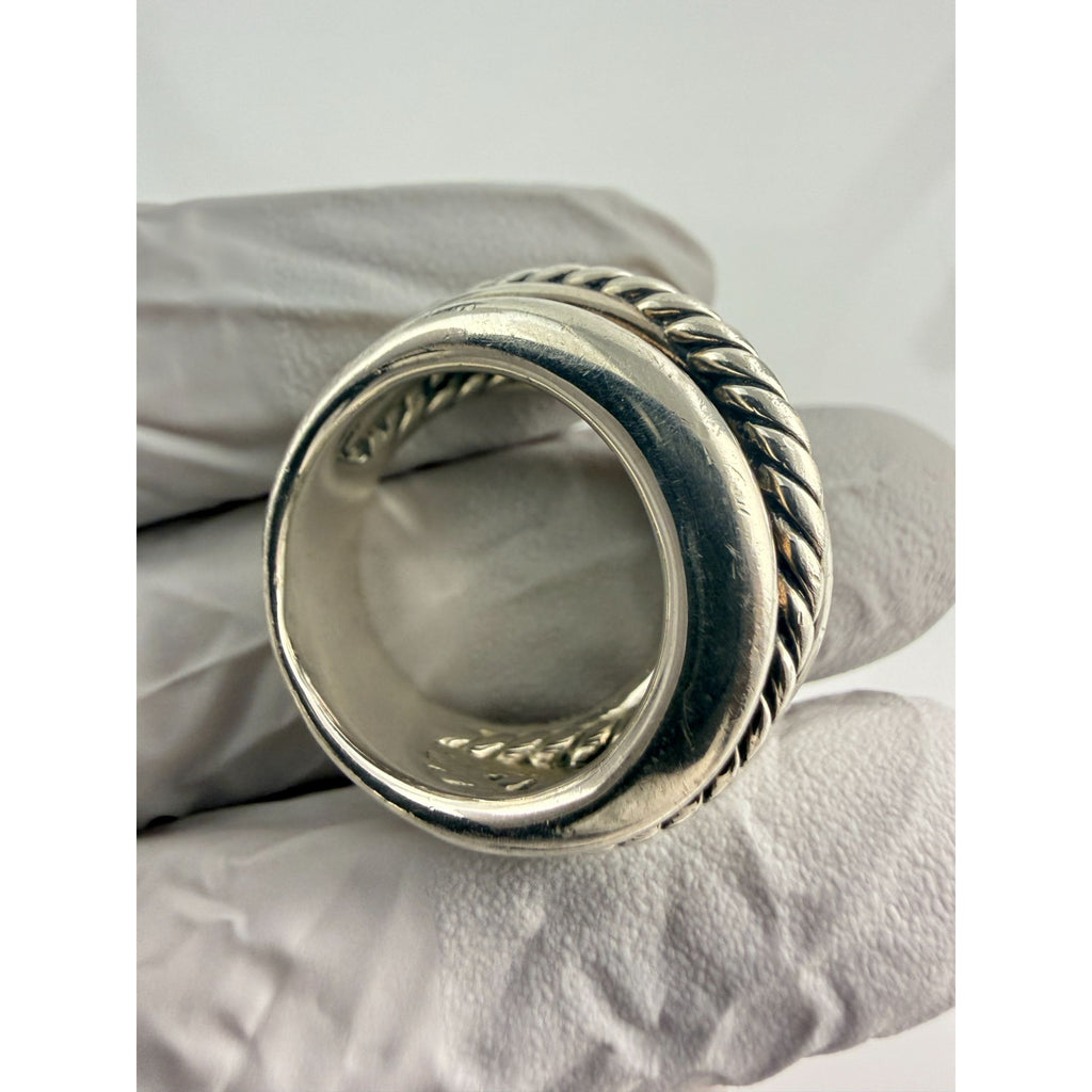 DY David Yurman Sterling Silver Cable Crossover Ring Size 6.75 Weighs 18.5g 925