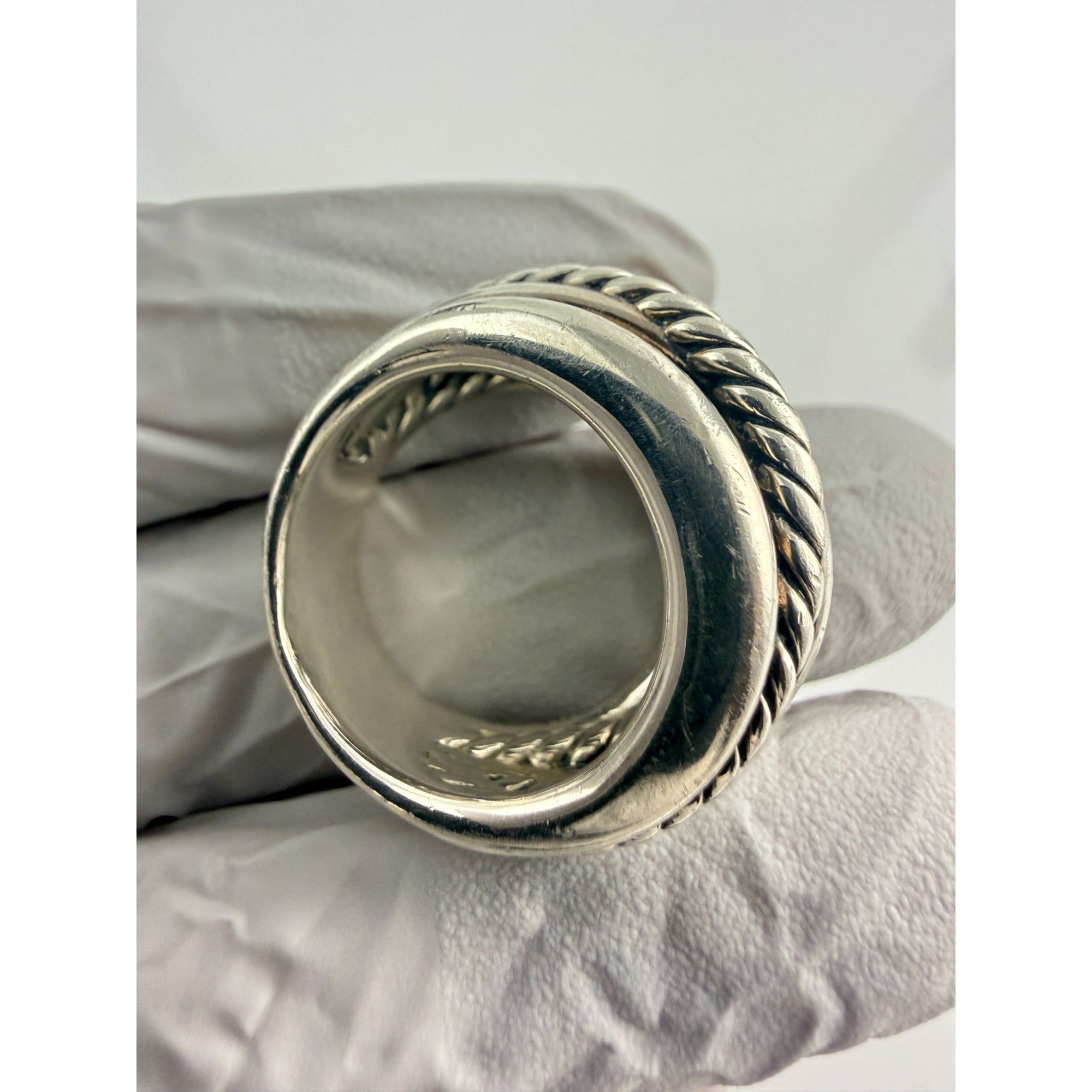 DY David Yurman Sterling Silver Cable Crossover Ring Size 6.75 Weighs 18.5g 925