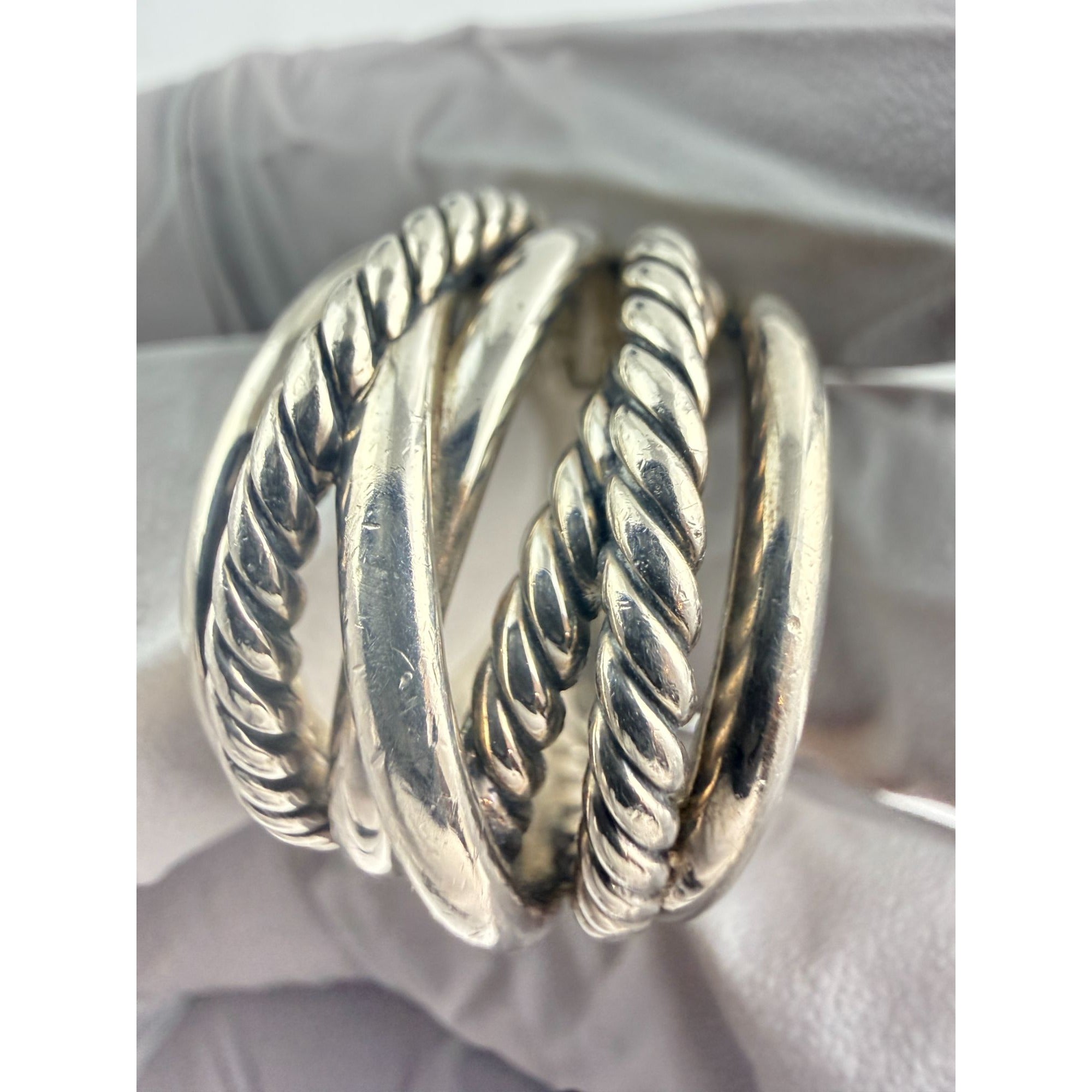 DY David Yurman Sterling Silver Cable Crossover Ring Size 6.75 Weighs 18.5g 925