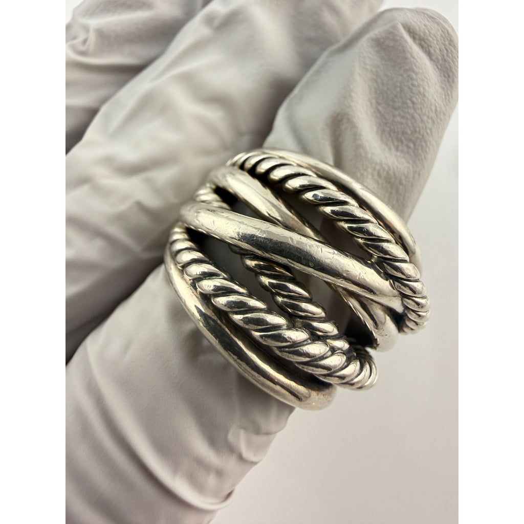 DY David Yurman Sterling Silver Cable Crossover Ring Size 6.75 Weighs 18.5g 925