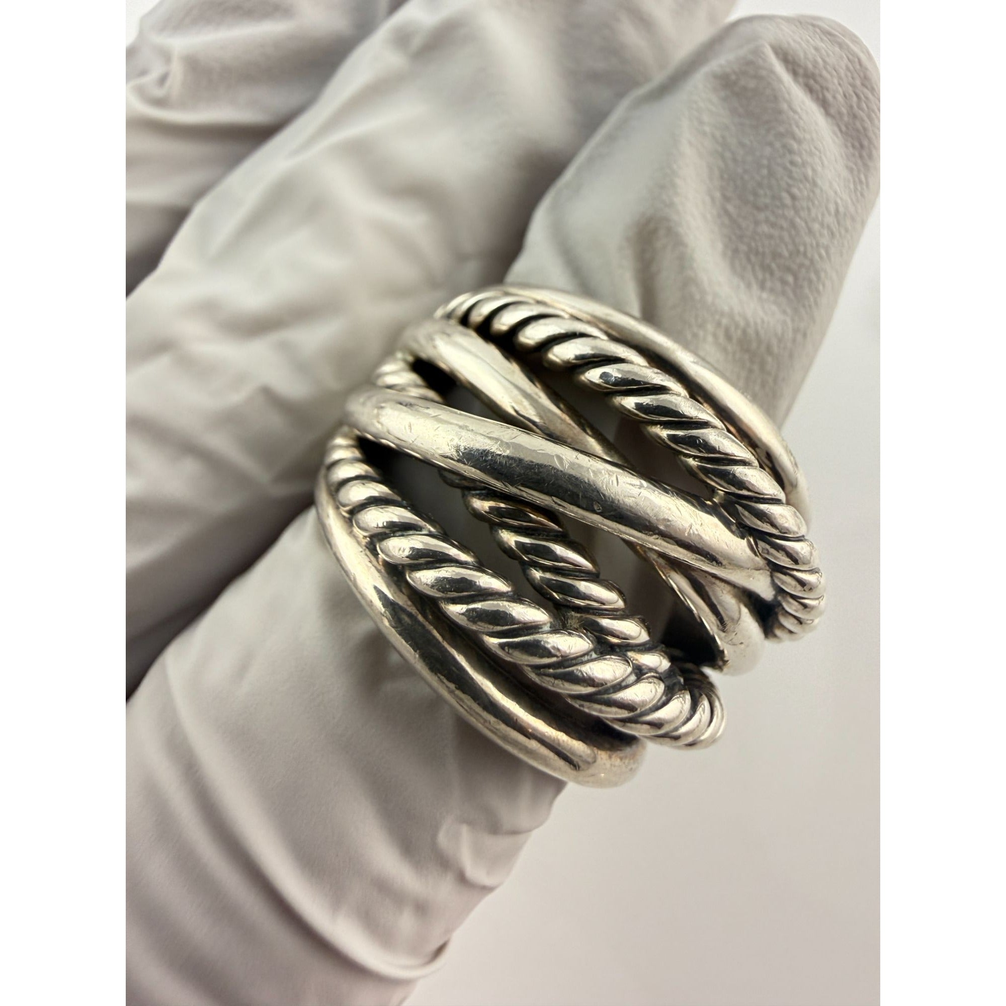 DY David Yurman Sterling Silver Cable Crossover Ring Size 6.75 Weighs 18.5g 925