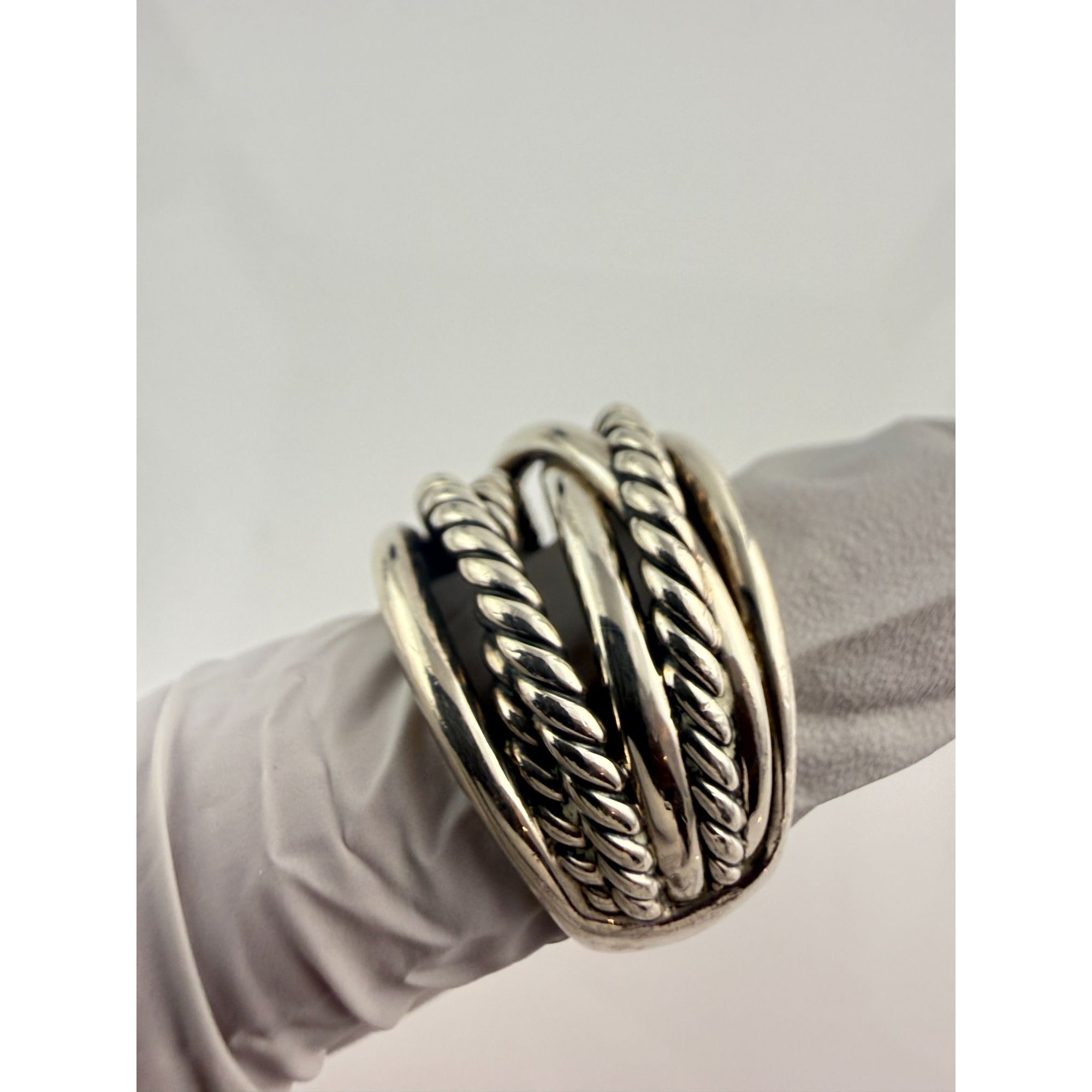 DY David Yurman Sterling Silver Cable Crossover Ring Size 6.75 Weighs 18.5g 925