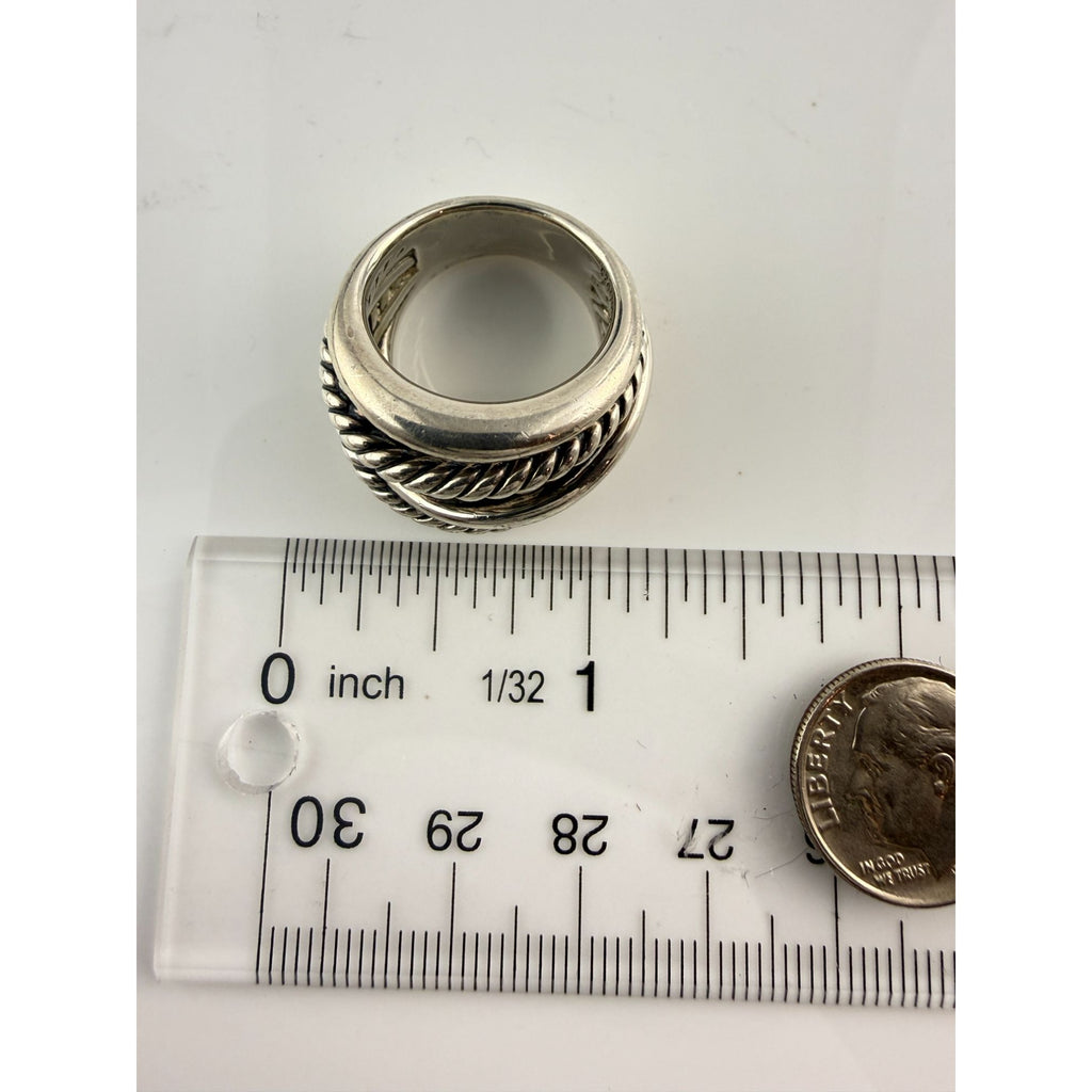 DY David Yurman Sterling Silver Cable Crossover Ring Size 6.75 Weighs 18.5g 925