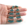 Southwestern Sterling Silver Turquoise Petit Point Clip on Earrings 14.6g 3 Inch