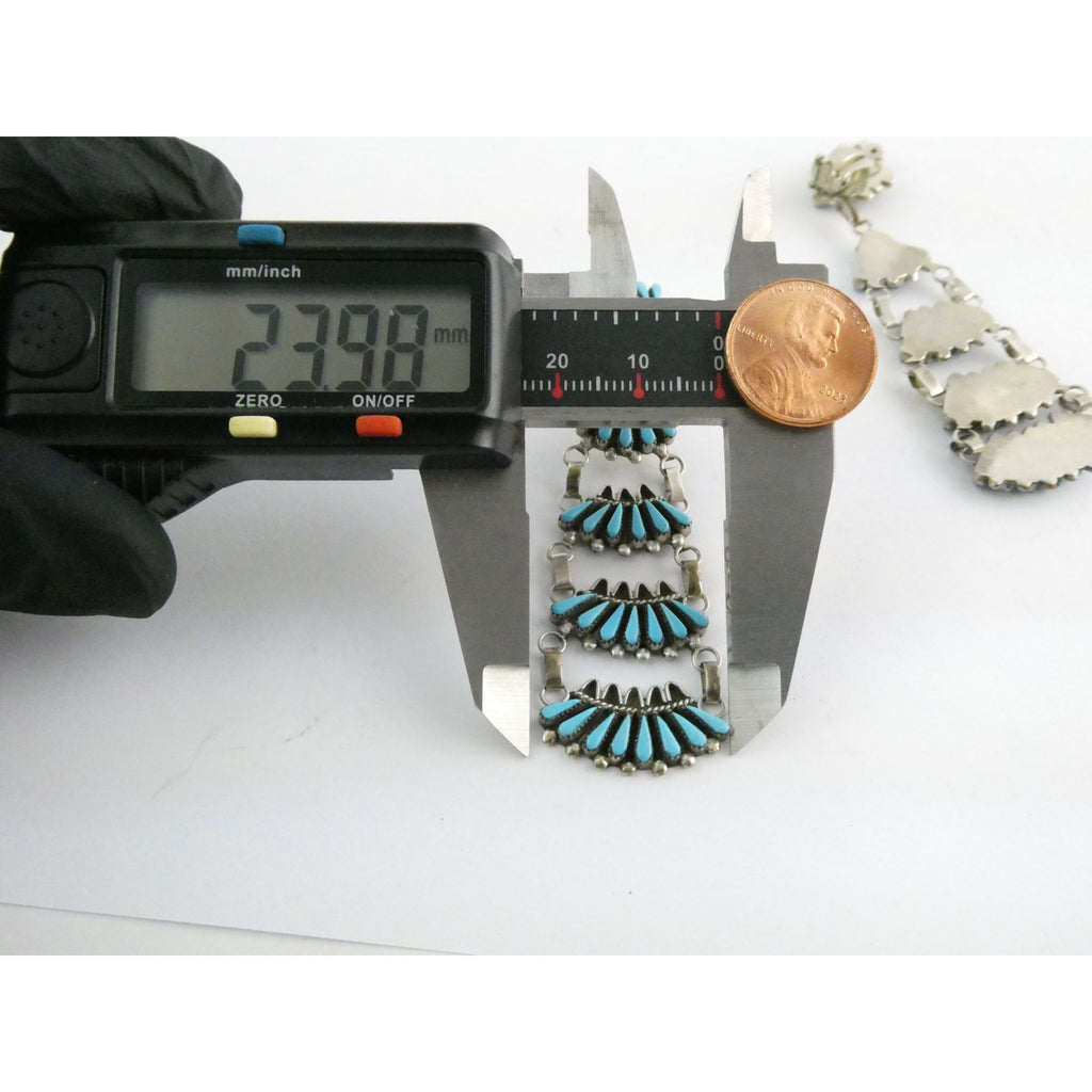 Southwestern Sterling Silver Turquoise Petit Point Clip on Earrings 14.6g 3 Inch