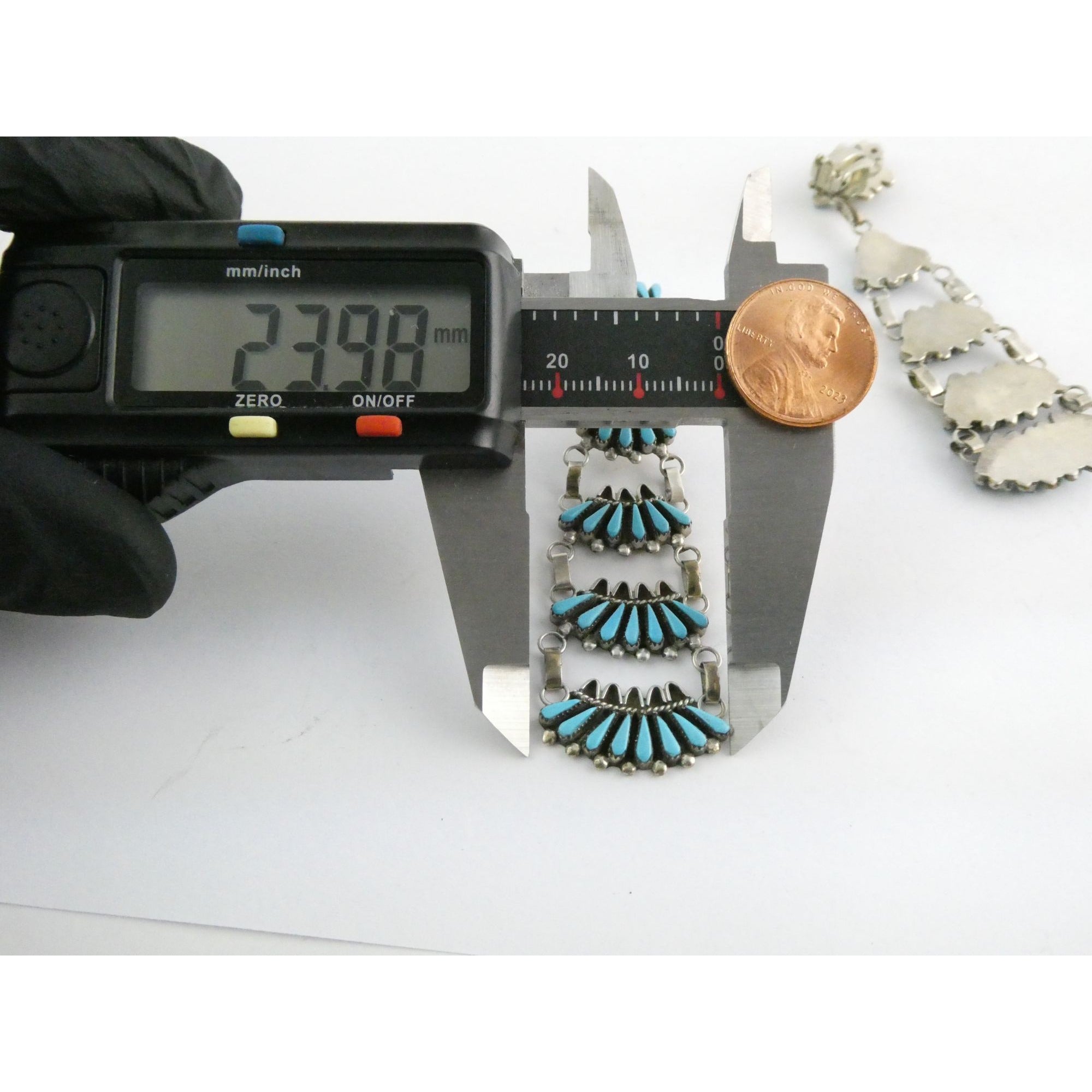 Southwestern Sterling Silver Turquoise Petit Point Clip on Earrings 14.6g 3 Inch