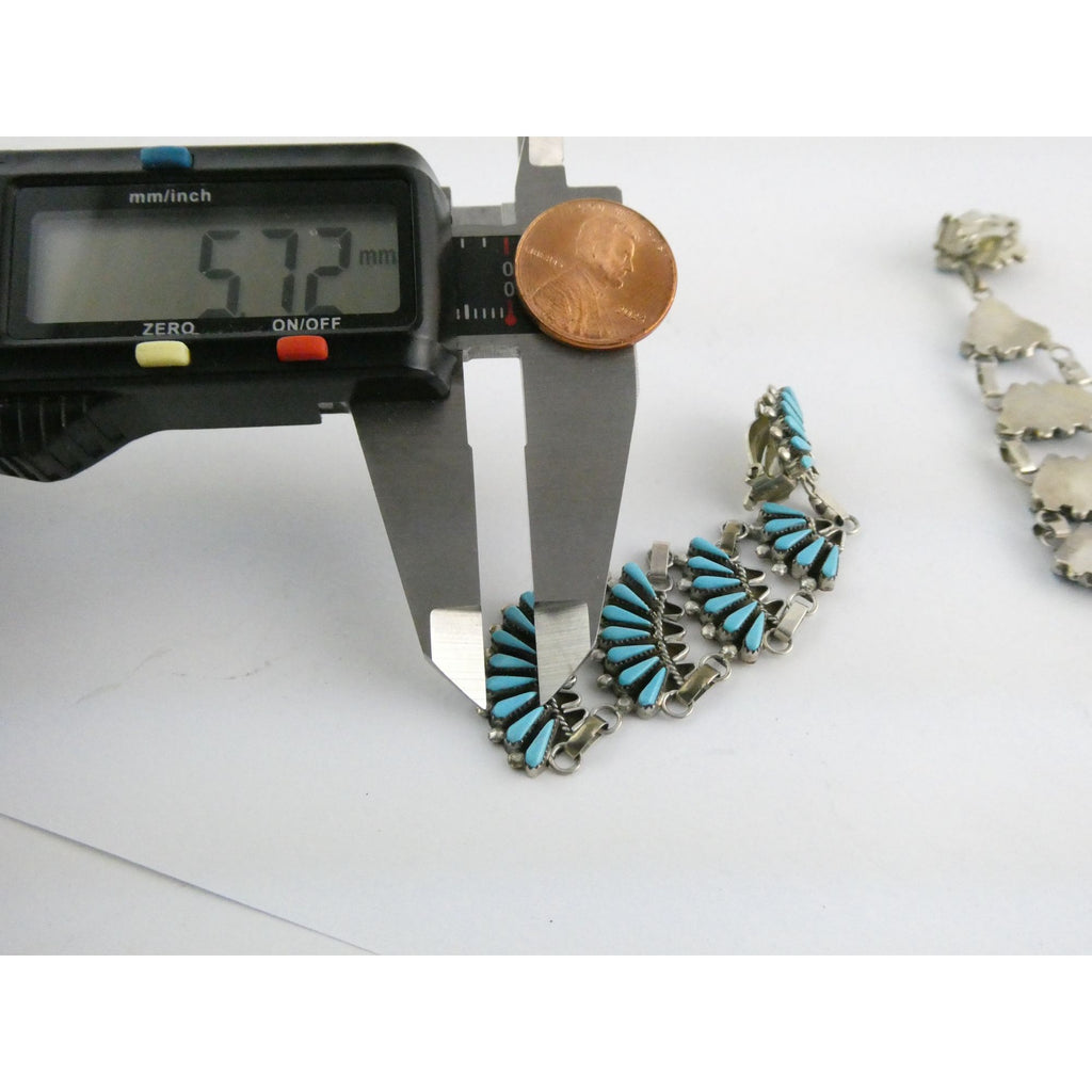 Southwestern Sterling Silver Turquoise Petit Point Clip on Earrings 14.6g 3 Inch