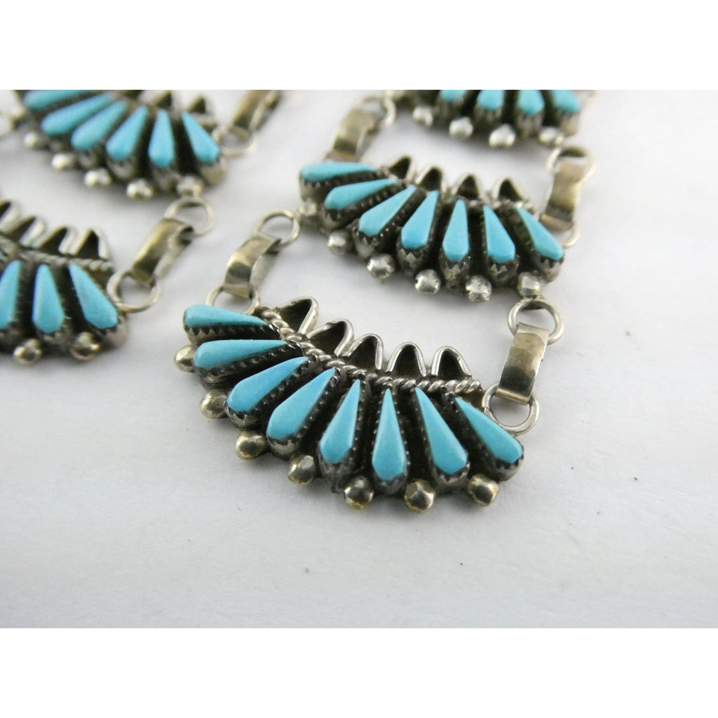 Southwestern Sterling Silver Turquoise Petit Point Clip on Earrings 14.6g 3 Inch