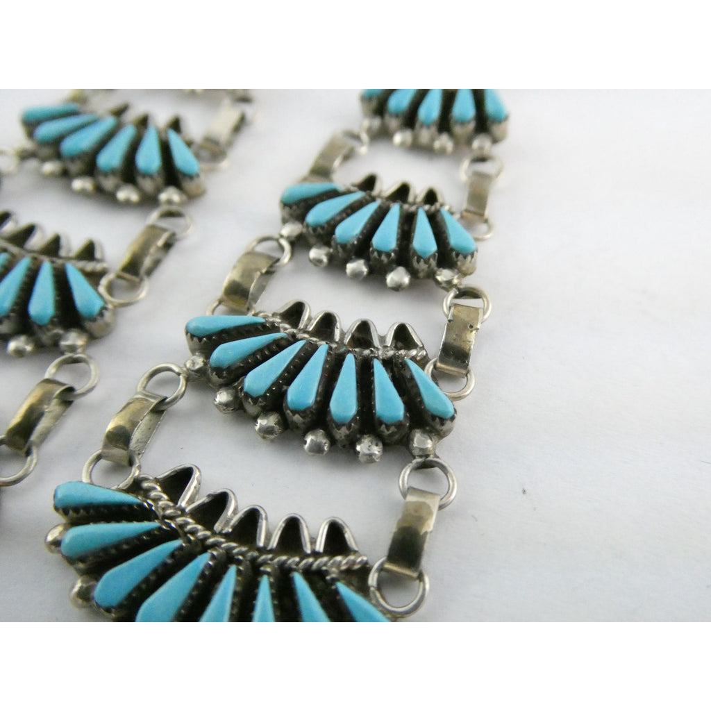 Southwestern Sterling Silver Turquoise Petit Point Clip on Earrings 14.6g 3 Inch