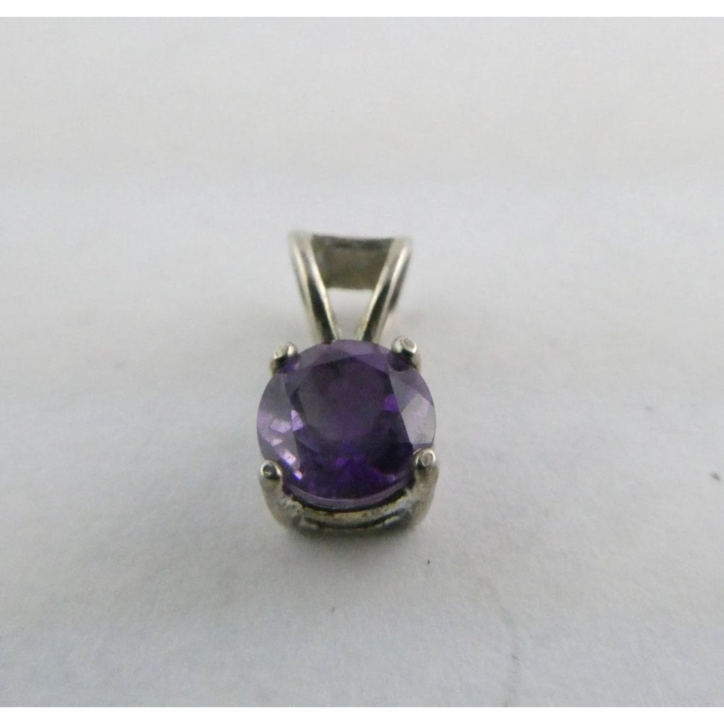 Ross Simons Sterling Silver Round Cut Amethyst Mini Slide Pendant .7g 11mm