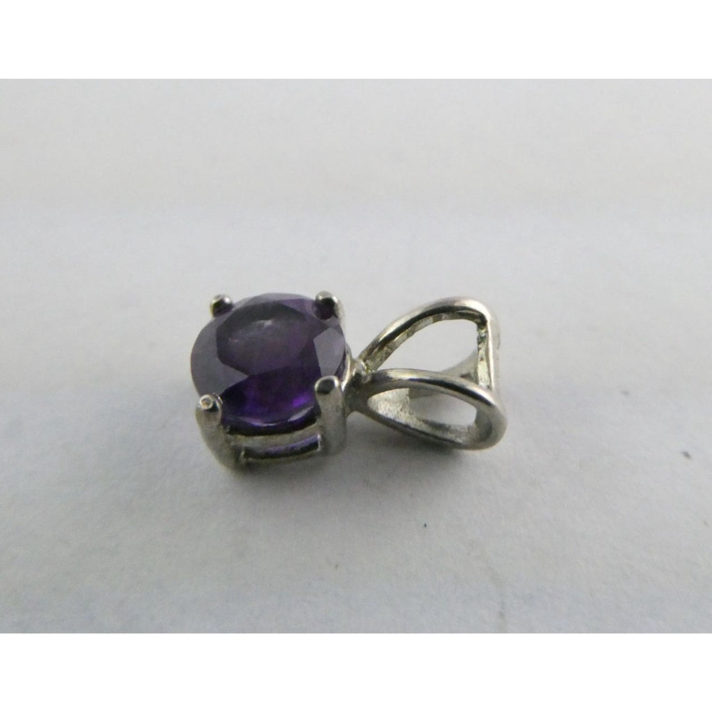 Ross Simons Sterling Silver Round Cut Amethyst Mini Slide Pendant .7g 11mm
