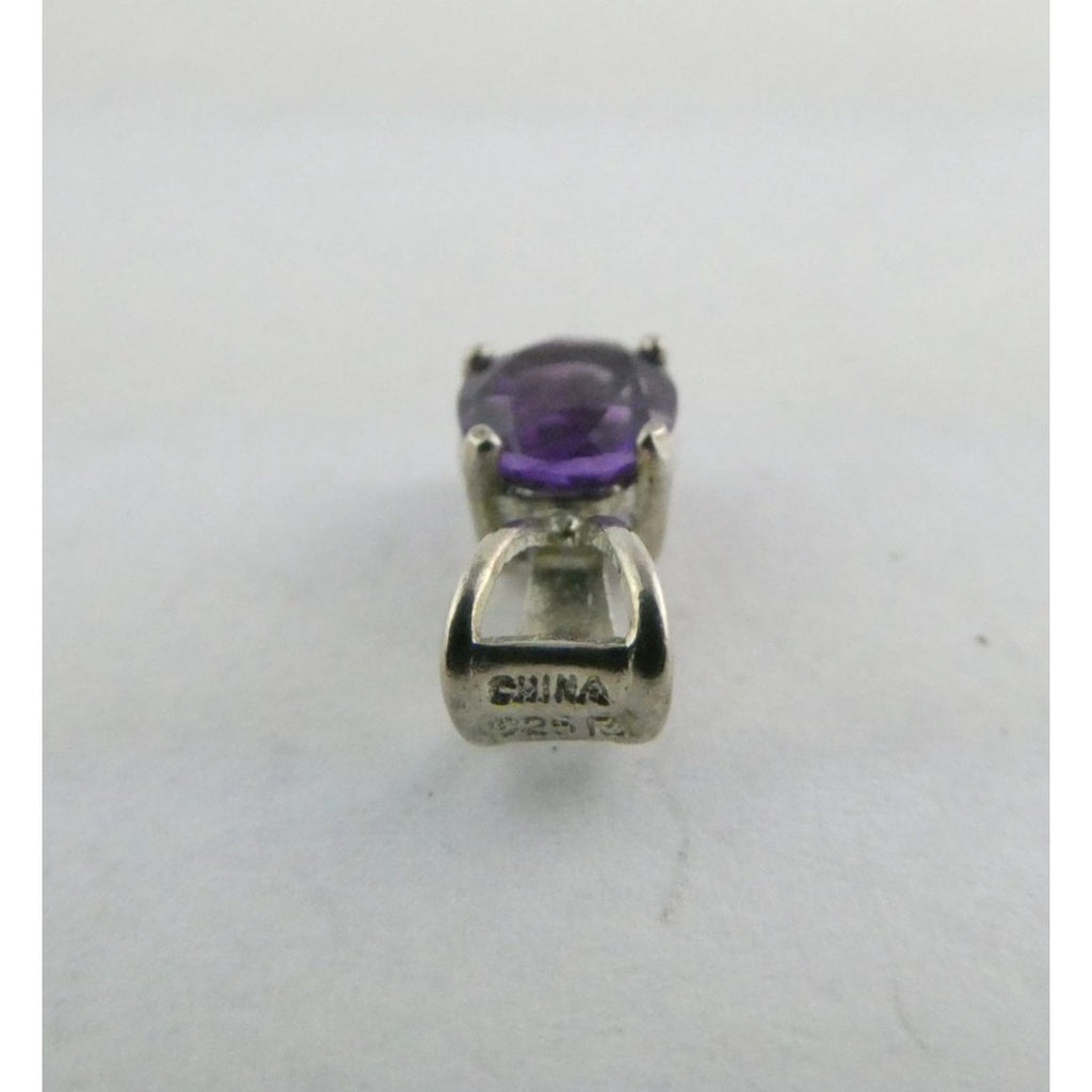 Ross Simons Sterling Silver Round Cut Amethyst Mini Slide Pendant .7g 11mm