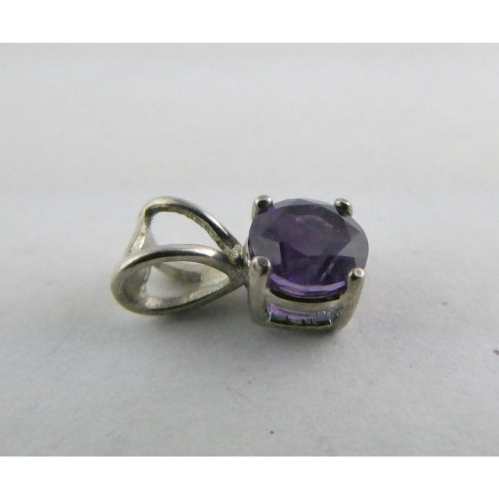 Ross Simons Sterling Silver Round Cut Amethyst Mini Slide Pendant .7g 11mm