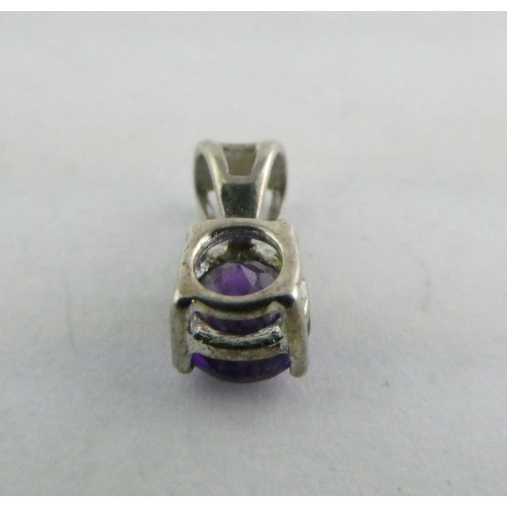 Ross Simons Sterling Silver Round Cut Amethyst Mini Slide Pendant .7g 11mm