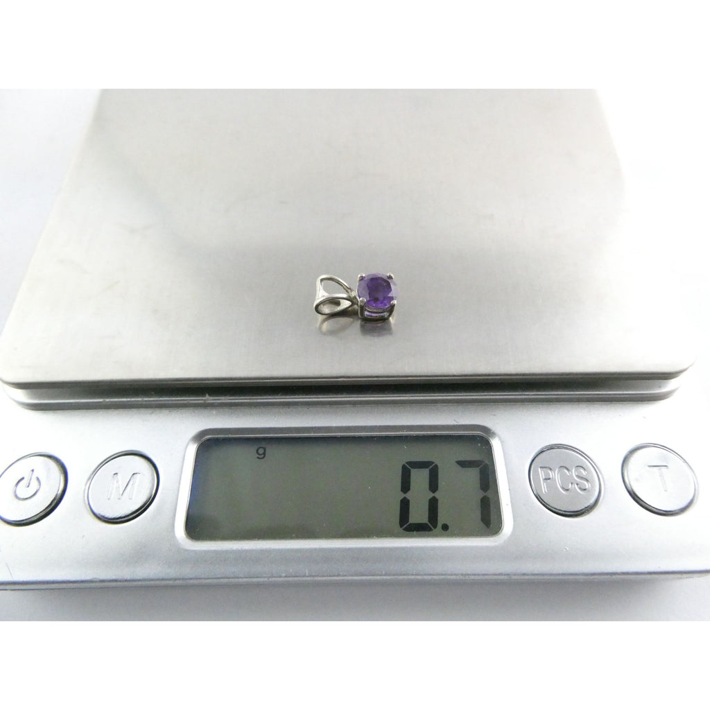 Ross Simons Sterling Silver Round Cut Amethyst Mini Slide Pendant .7g 11mm