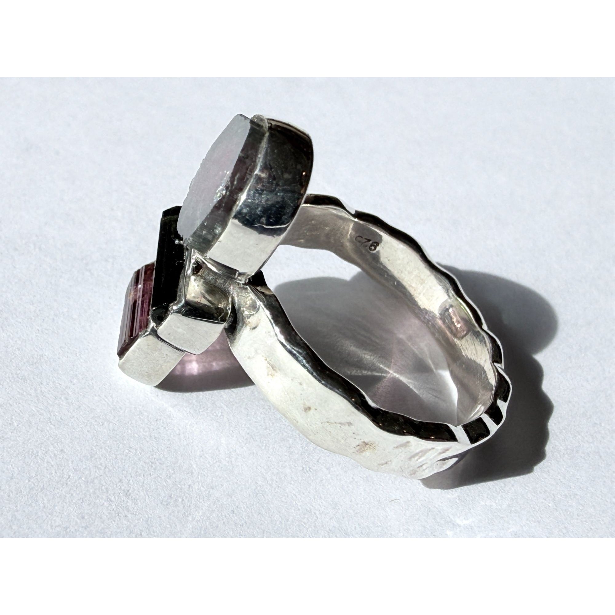 Artisan Made Sterling Silver Watermelon Tourmaline Ring Size 6 Weighs 5.3g