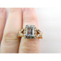 Rose Gold Gilt Sterling Silver Blue Topaz and White CZ Ring 925 Size 5.5 AS IS