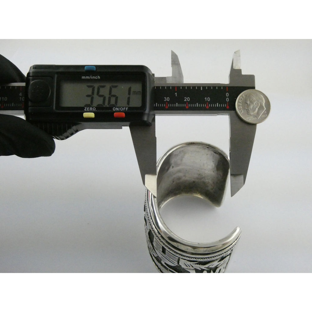 Thomas Singer Native American Navajo Sterling Silver Storyteller Cuff Bracelet