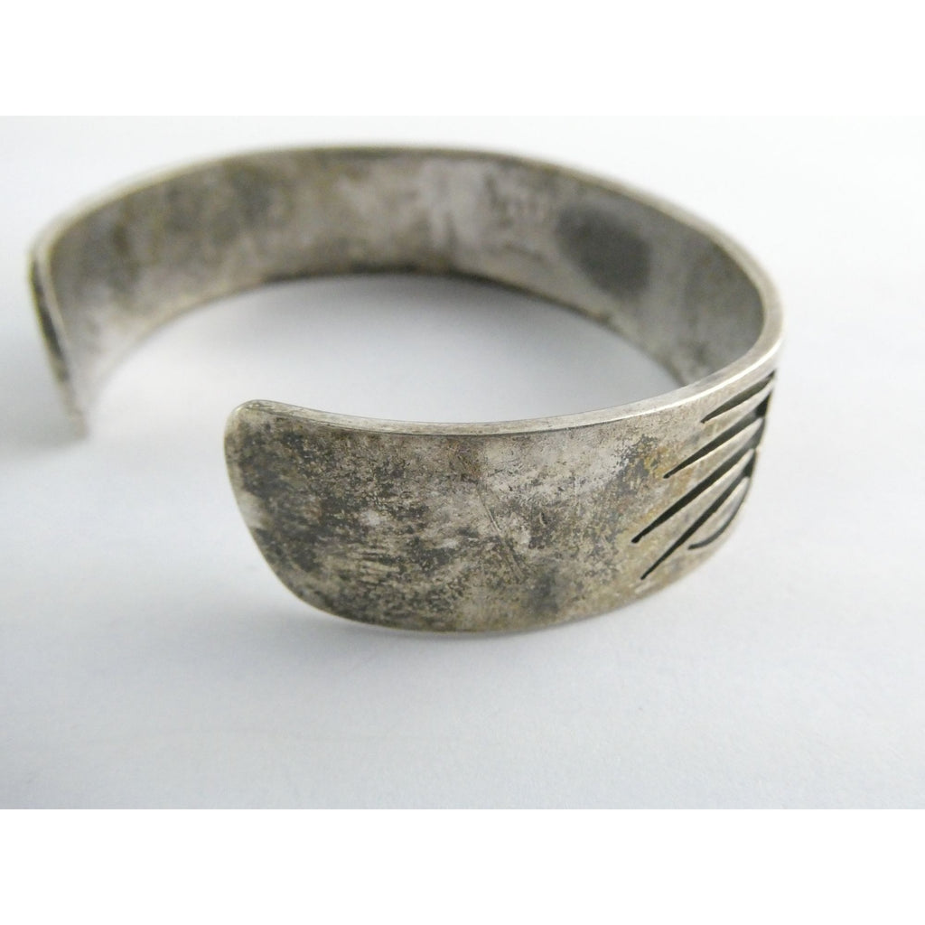 Riley Polequaptewa NA Hopi Artisan Sterling Silver Bear Track Cuff Bracelet 32g
