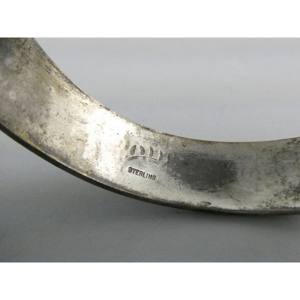 Riley Polequaptewa NA Hopi Artisan Sterling Silver Bear Track Cuff Bracelet 32g