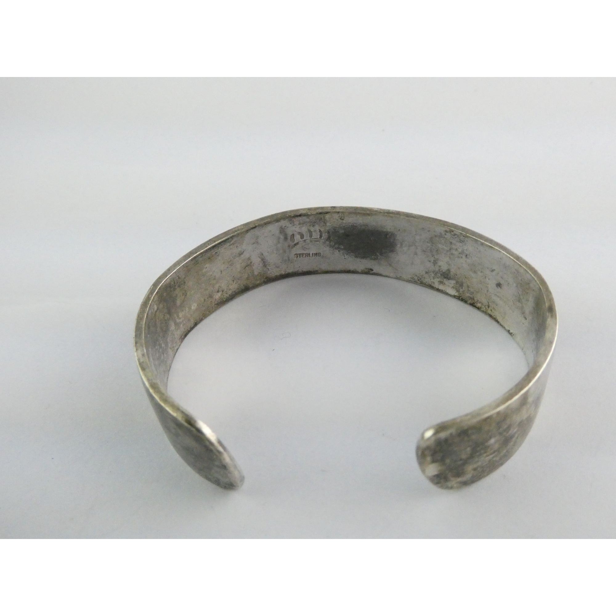 Riley Polequaptewa NA Hopi Artisan Sterling Silver Bear Track Cuff Bracelet 32g
