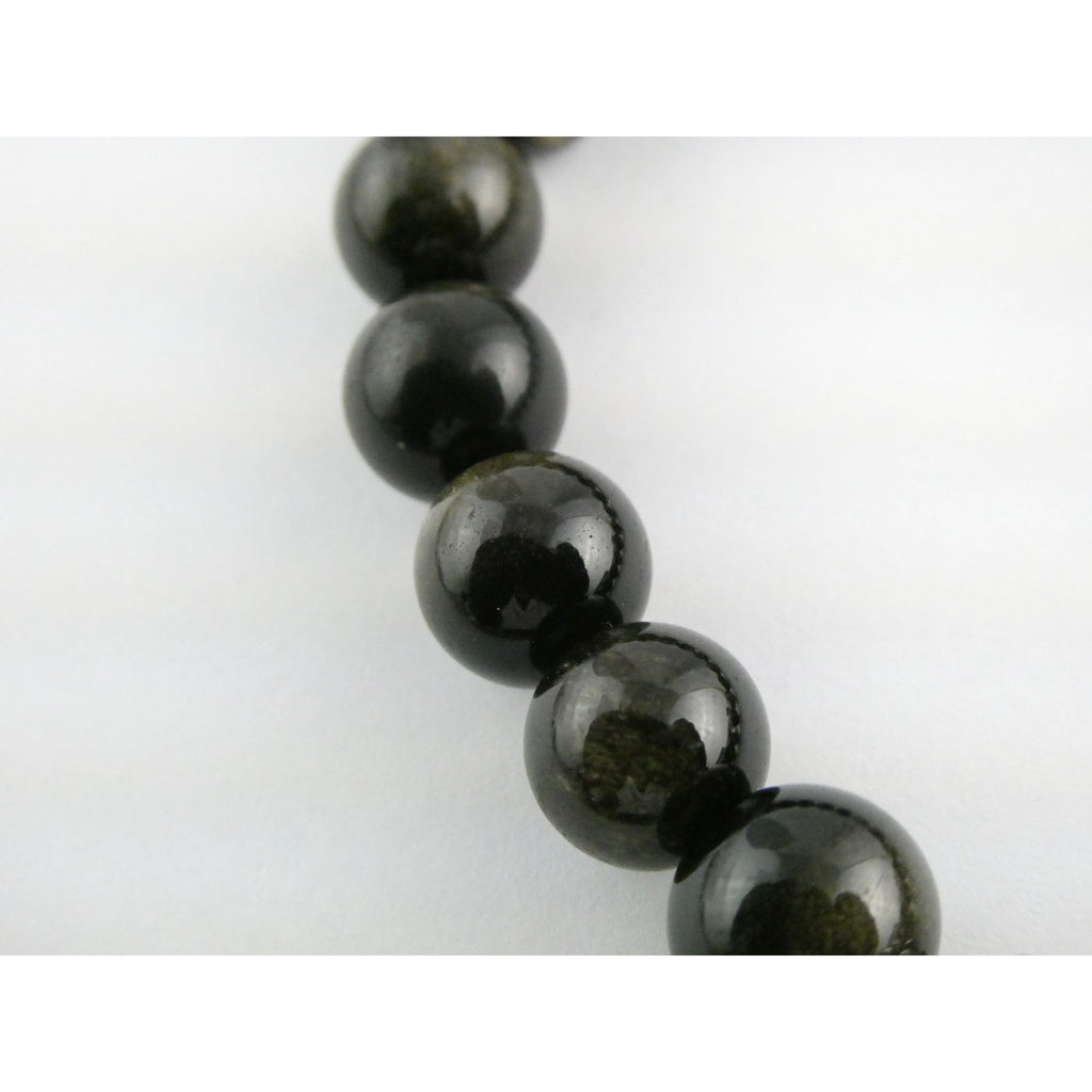Lagos Golden Obsidian Sterling Silver Station Stretch Bead Bracelet 7 Inches 24g