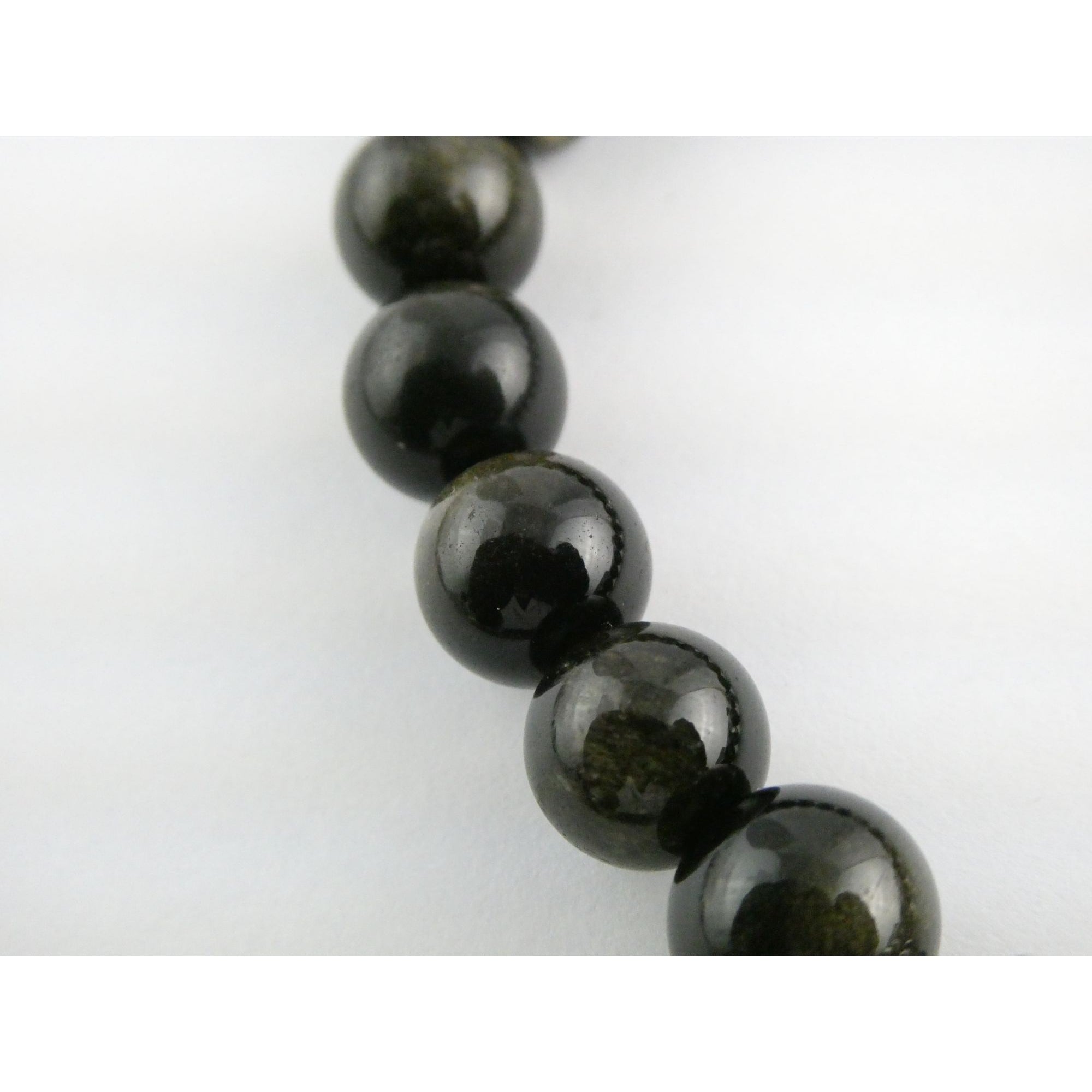 Lagos Golden Obsidian Sterling Silver Station Stretch Bead Bracelet 7 Inches 24g
